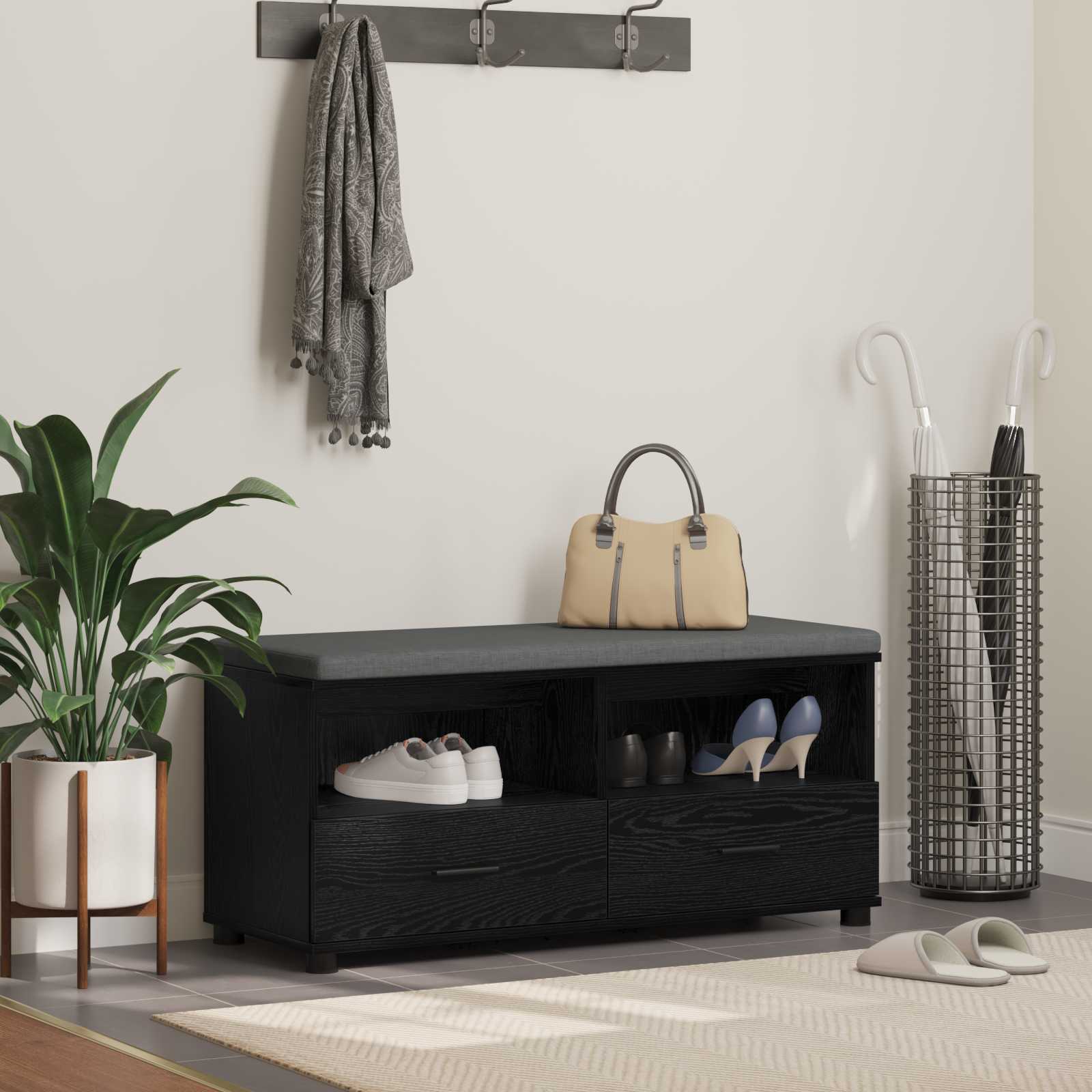 Banc d'entrée avec coussin Chêne noir 100 x 38 x 46 cm - XIOS
