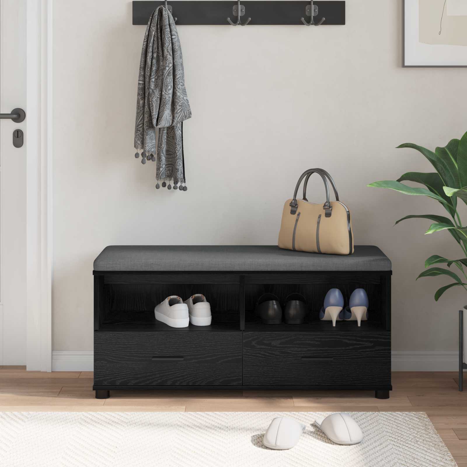 Banc d'entrée avec coussin Chêne noir 100 x 38 x 46 cm - XIOS