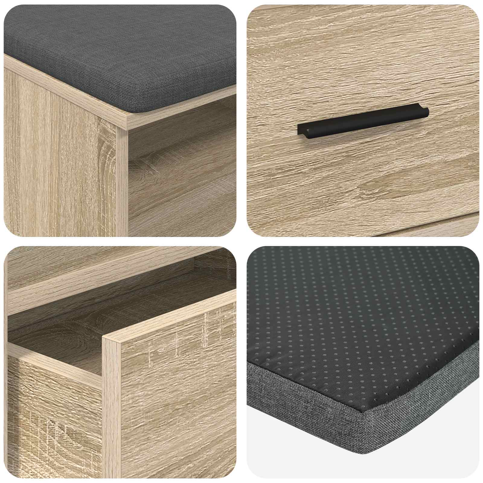 Banc d'entrée avec coussin Chêne Sonoma 100 x 38 x 46 cm - XIOS