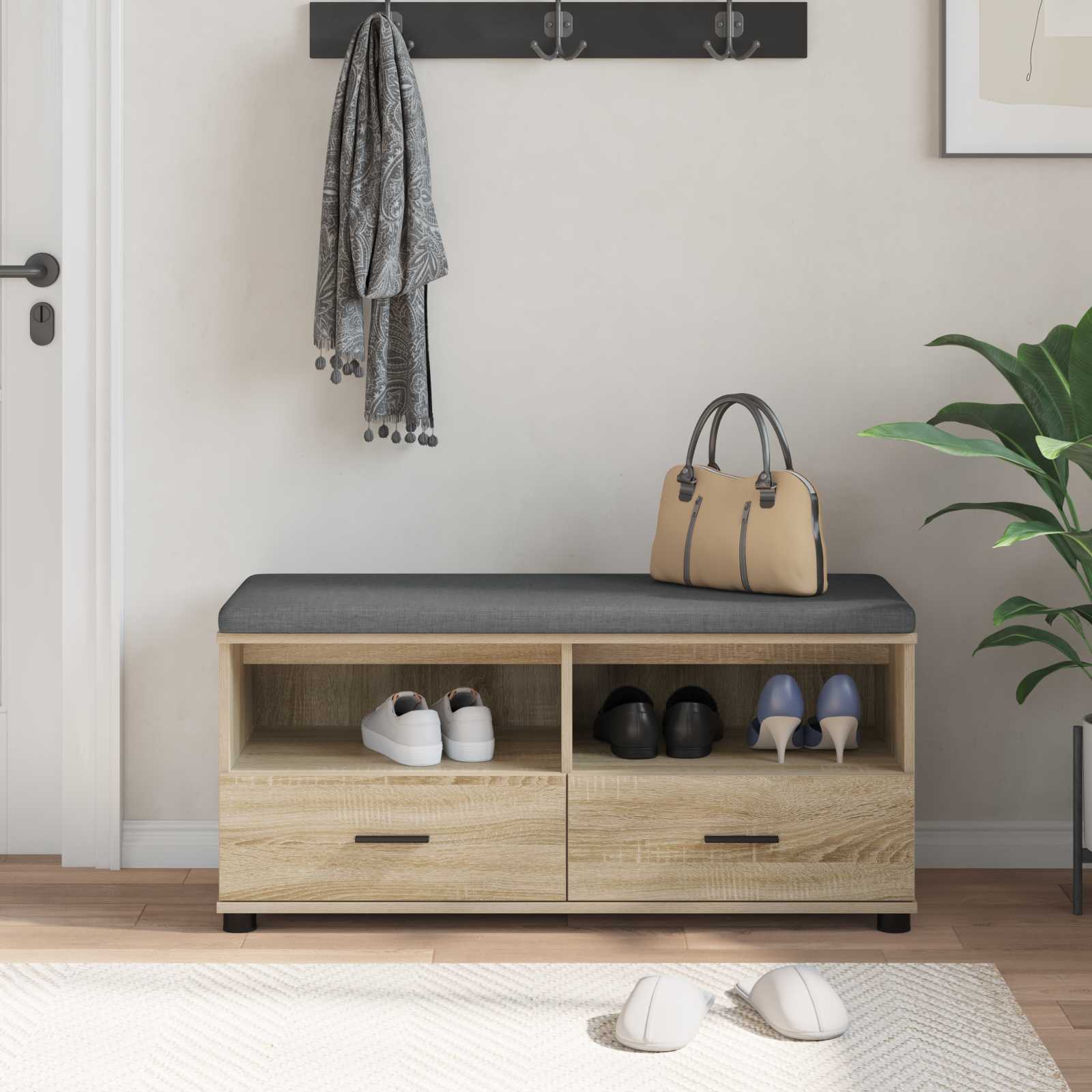 Banc d'entrée avec coussin Chêne Sonoma 100 x 38 x 46 cm - XIOS