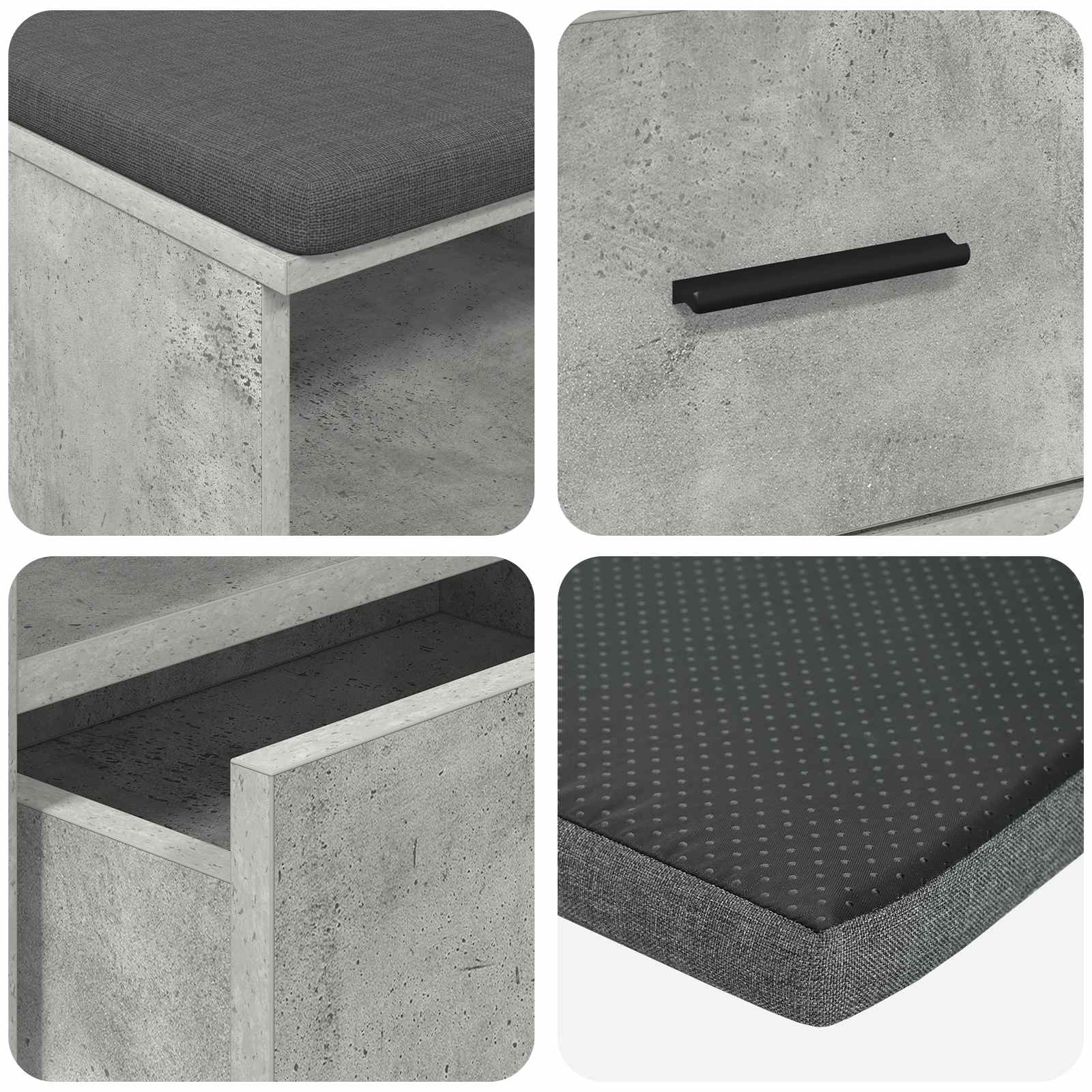 Banc d'entrée avec coussin Gris béton 100 x 38 x 46 cm - XIOS