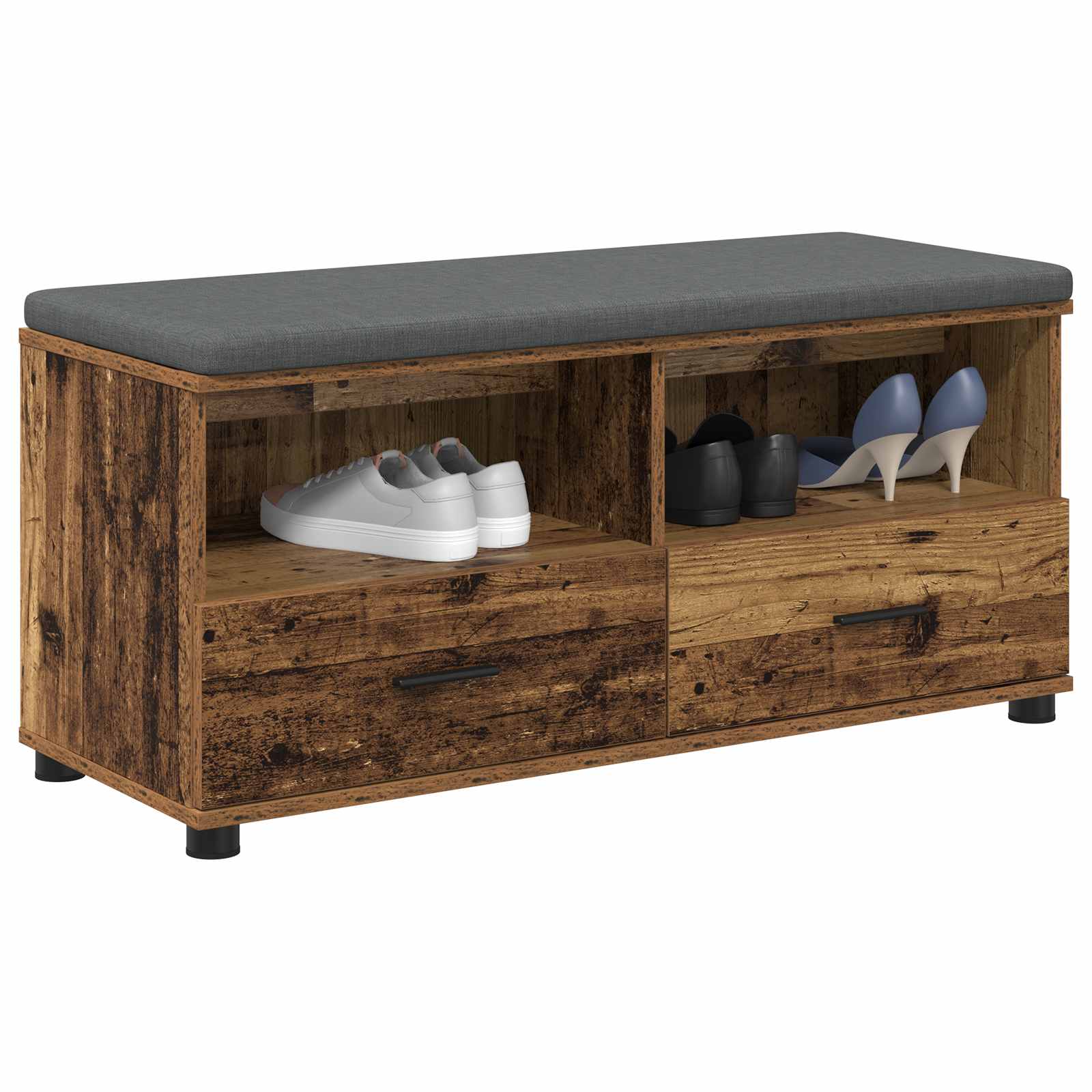 Banc d'entrée avec coussin Bois ancien 100 x 38 x 46 cm - XIOS