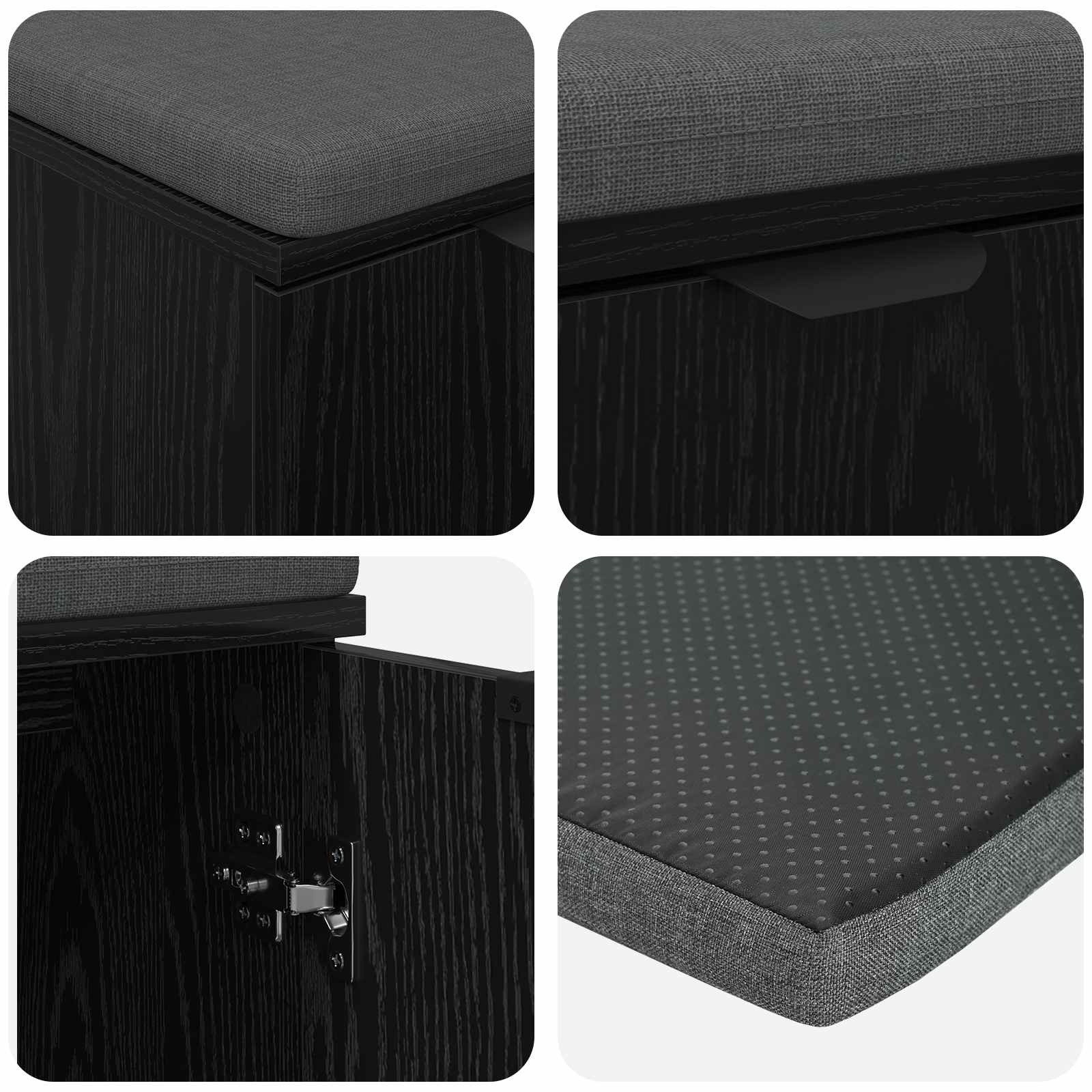 Banc d'entrée avec coussin Chêne Noir 60 x 38 x 46 cm - XIOS