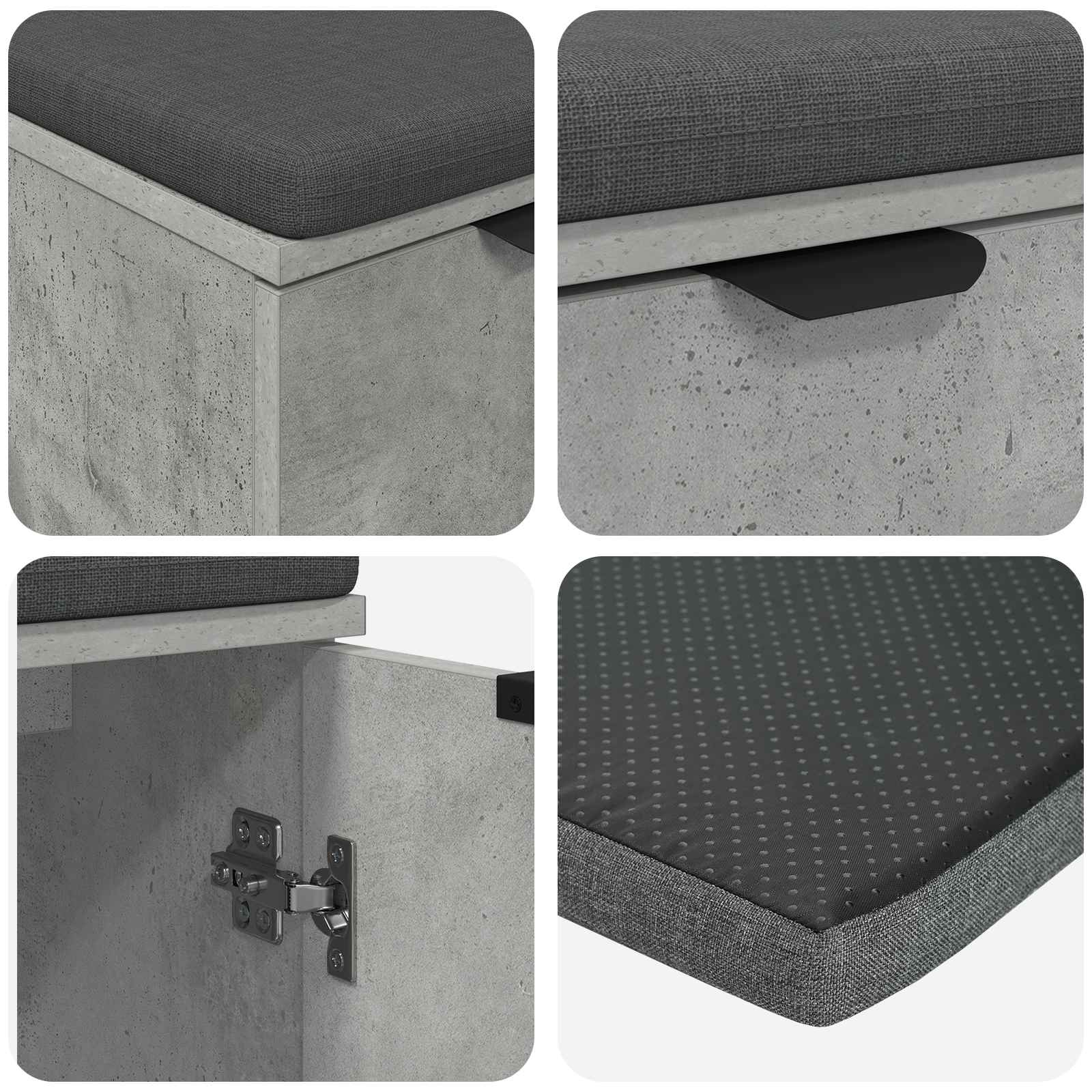 Banc d'entrée avec coussin Gris Béton 60 x 38 x 46 cm - XIOS