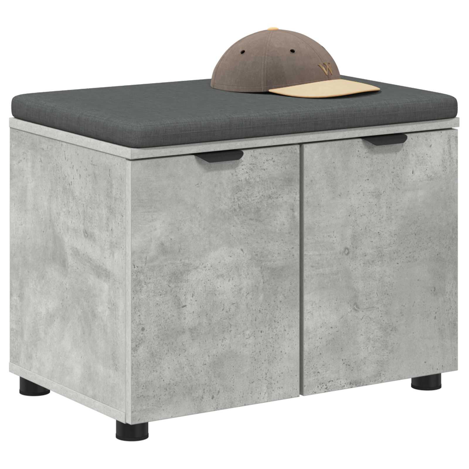 Banc d'entrée avec coussin Gris Béton 60 x 38 x 46 cm - XIOS
