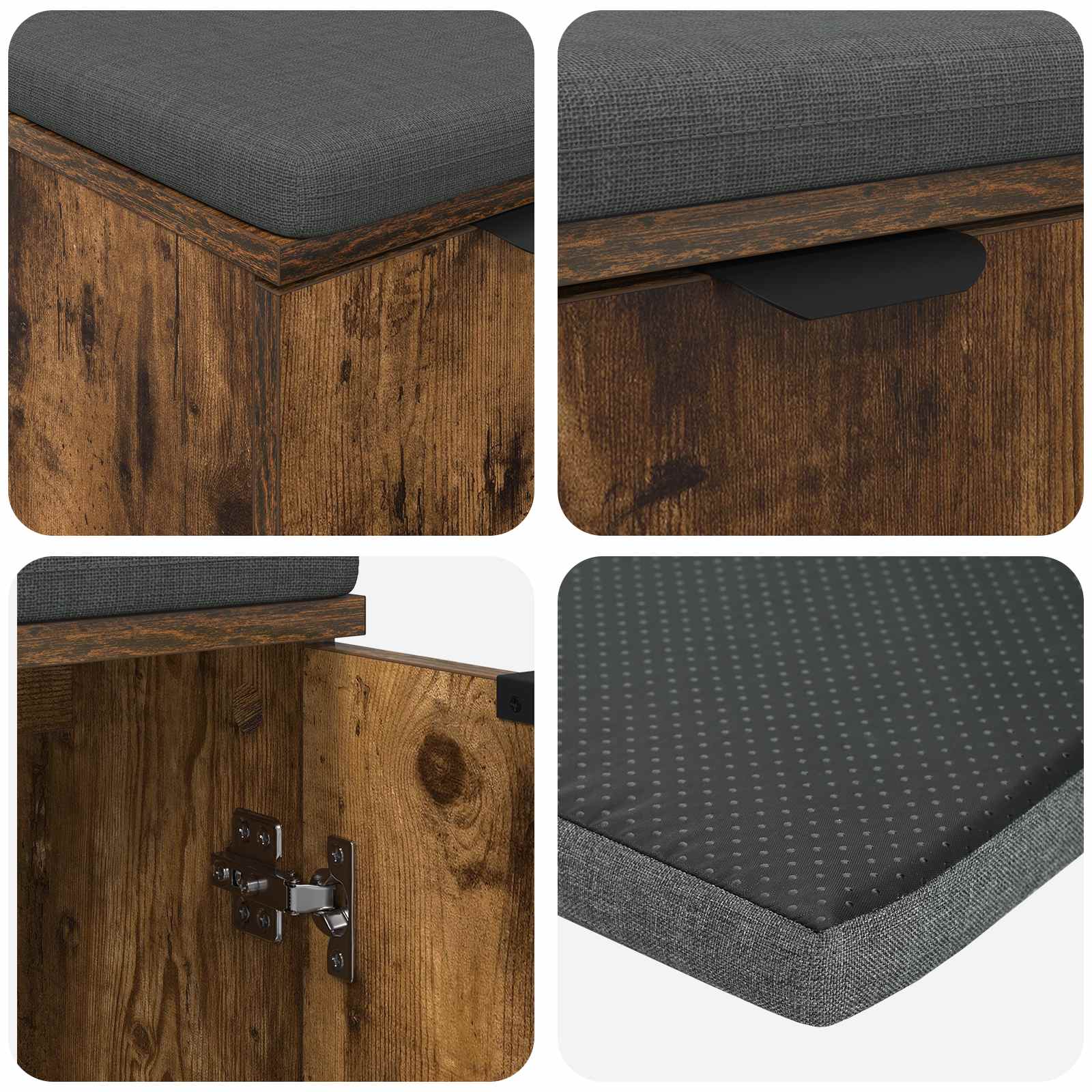 Banc d'entrée avec coussin Chêne Fumé 60 x 38 x 46 cm - XIOS