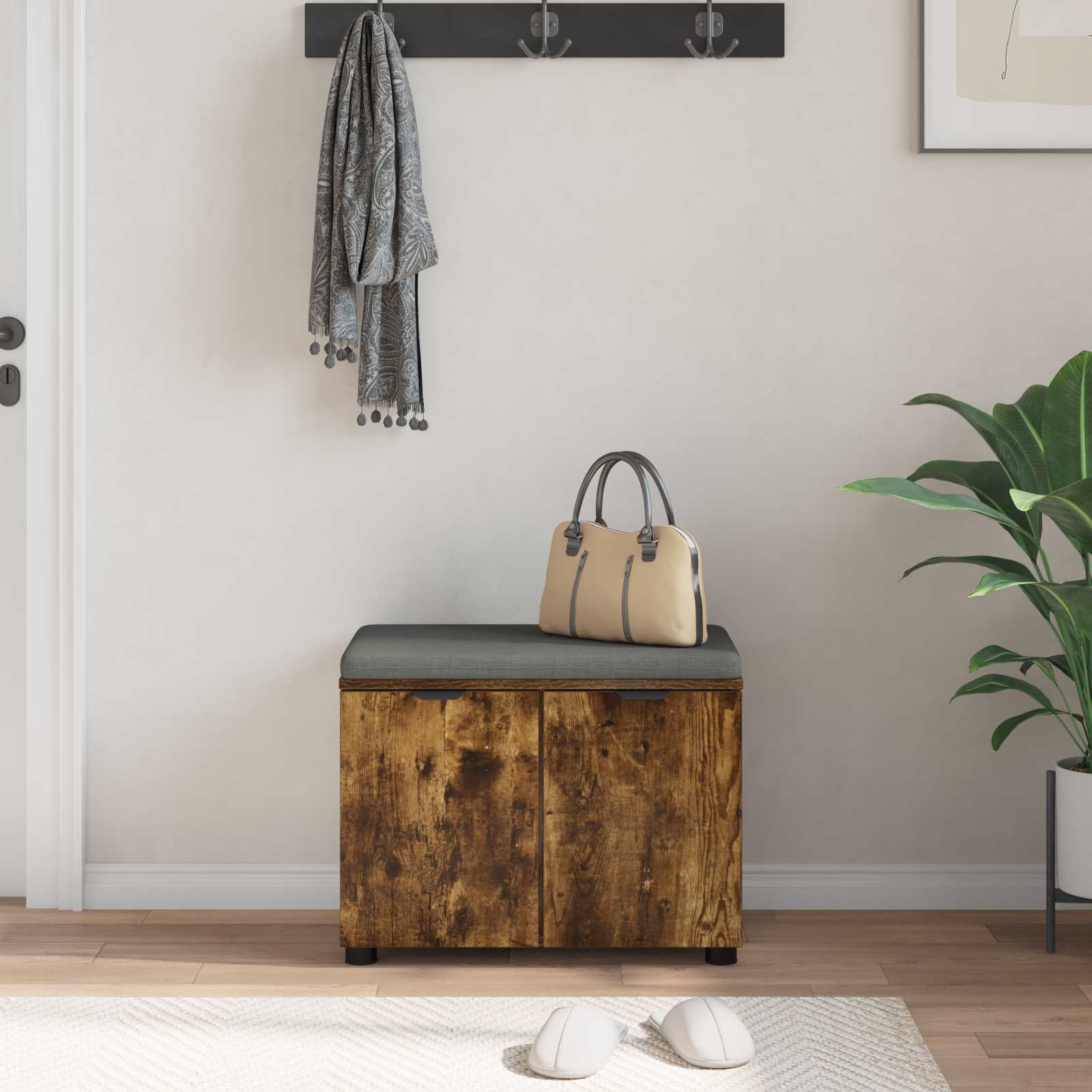 Banc d'entrée avec coussin Chêne Fumé 60 x 38 x 46 cm - XIOS