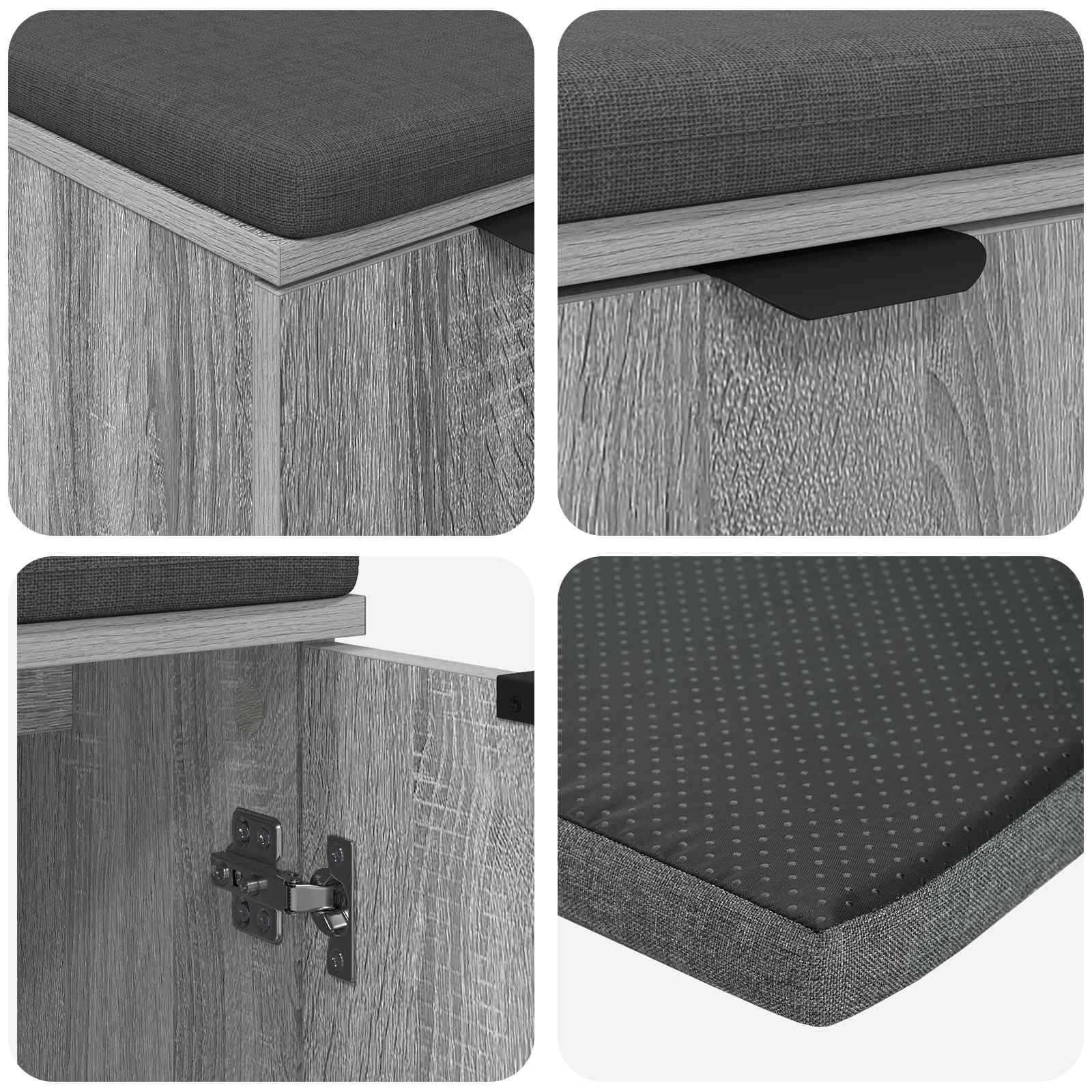 Banc d'entrée avec coussin Gris Sonoma 60 x 38 x 46 cm - XIOS