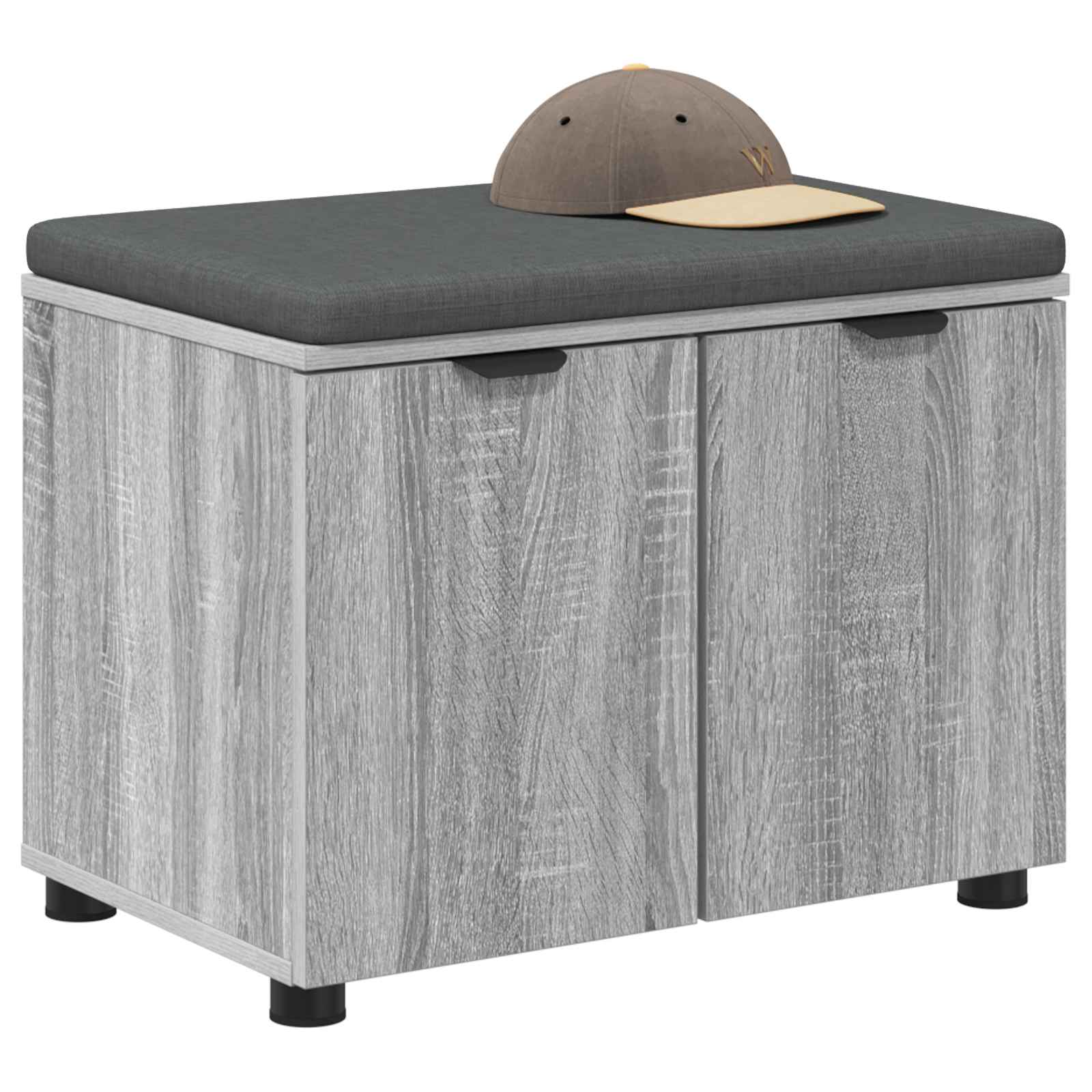 Banc d'entrée avec coussin Gris Sonoma 60 x 38 x 46 cm - XIOS