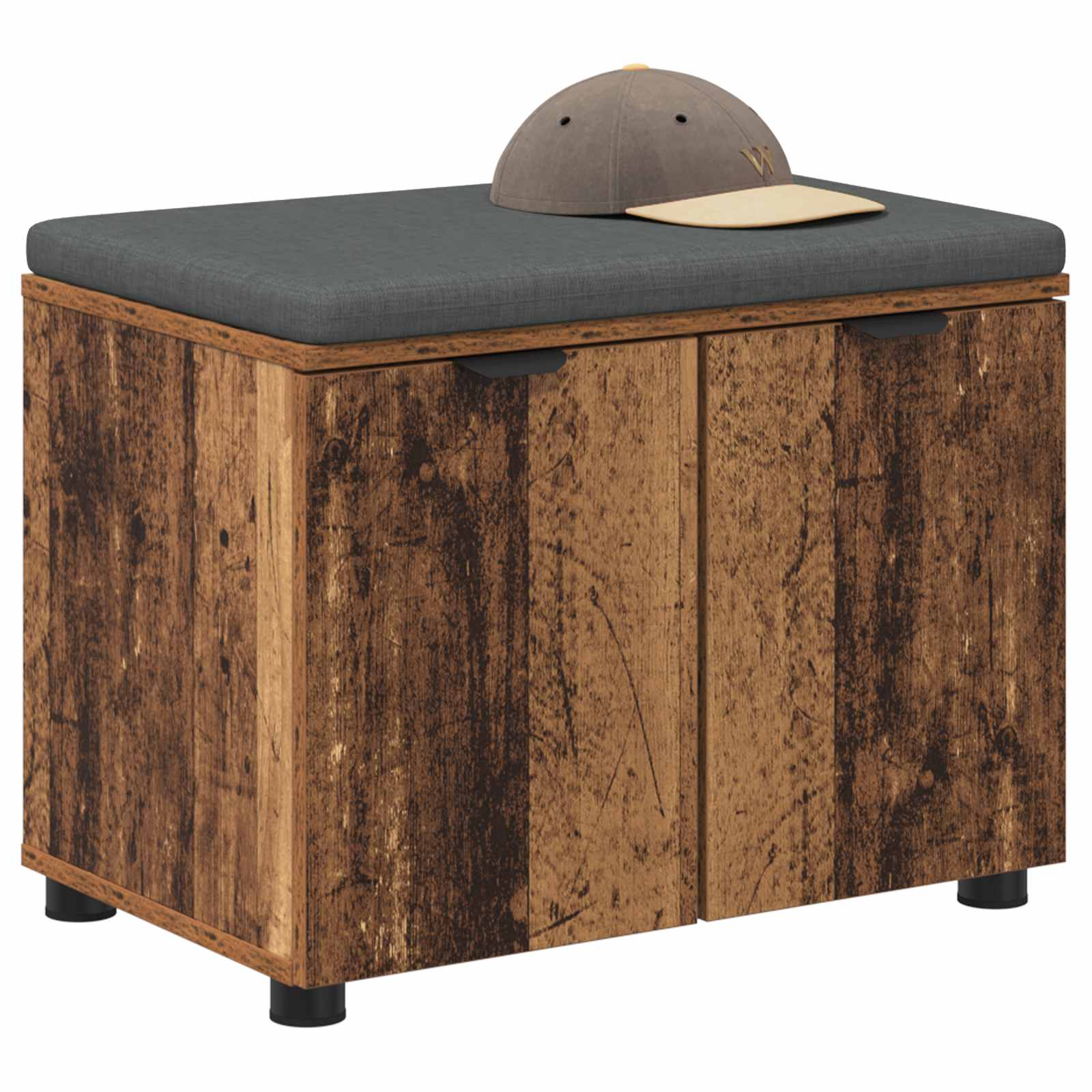 Banc d'entrée avec coussin Bois ancien 60 x 38 x 46 cm - XIOS