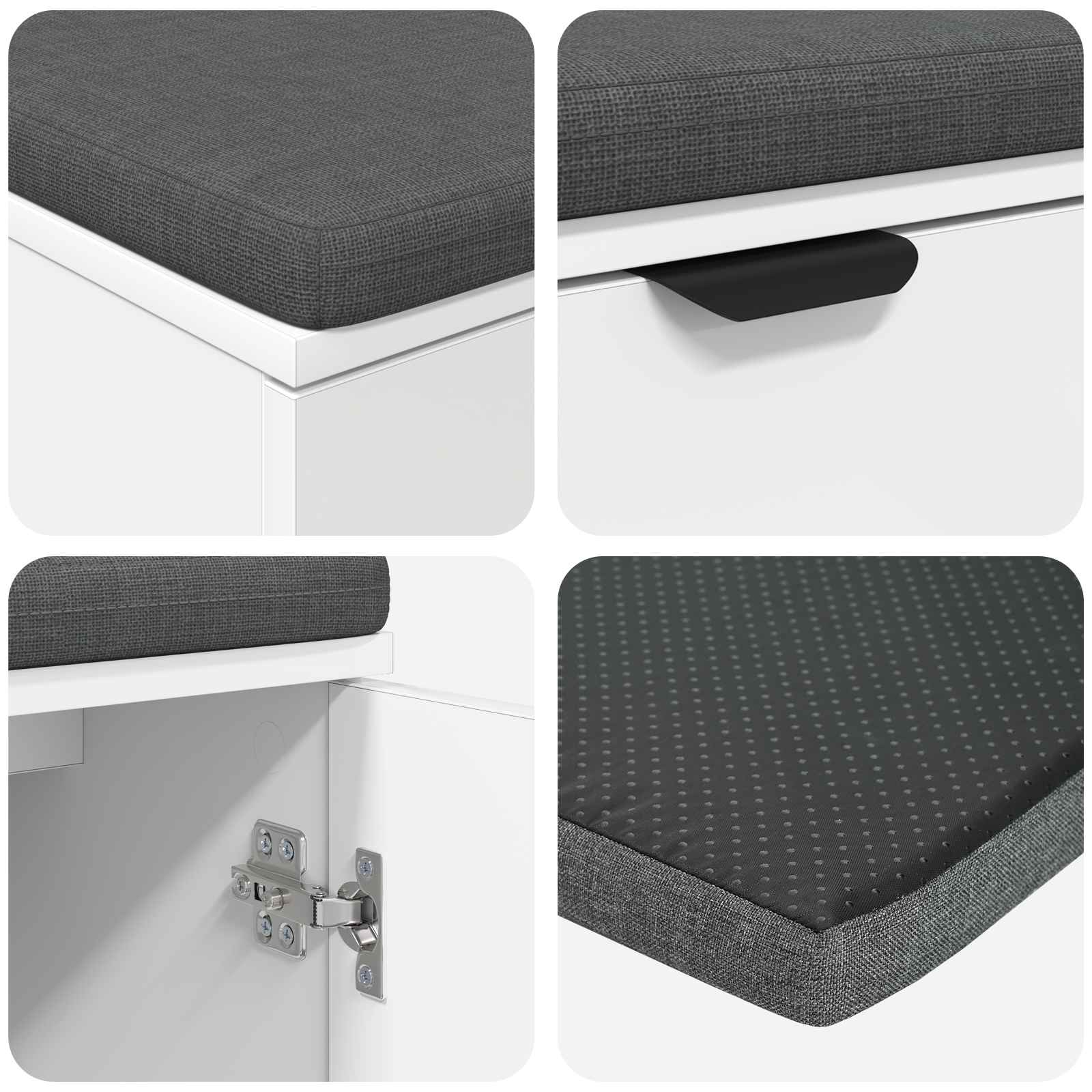 Banc d'entrée Blanc 80 x 38 x 46 cm Bois Ingénierie et Tissu - XIOS