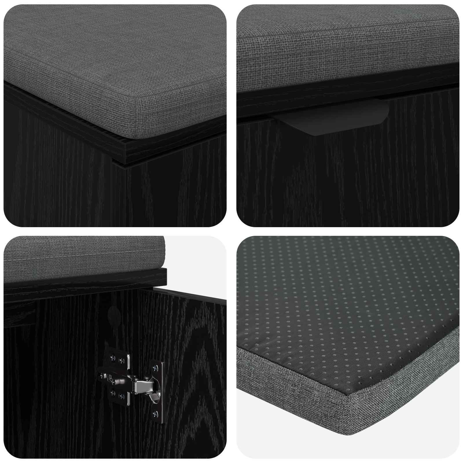 Banc d'entrée avec coussin Chêne Noir 80 x 38 x 46 cm - XIOS