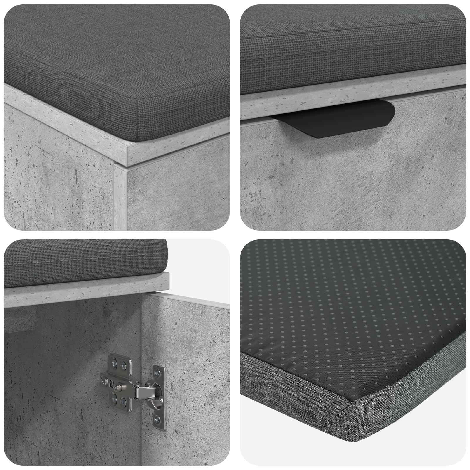 Banc d'entrée avec coussin Gris Béton 80 x 38 x 46 cm - XIOS