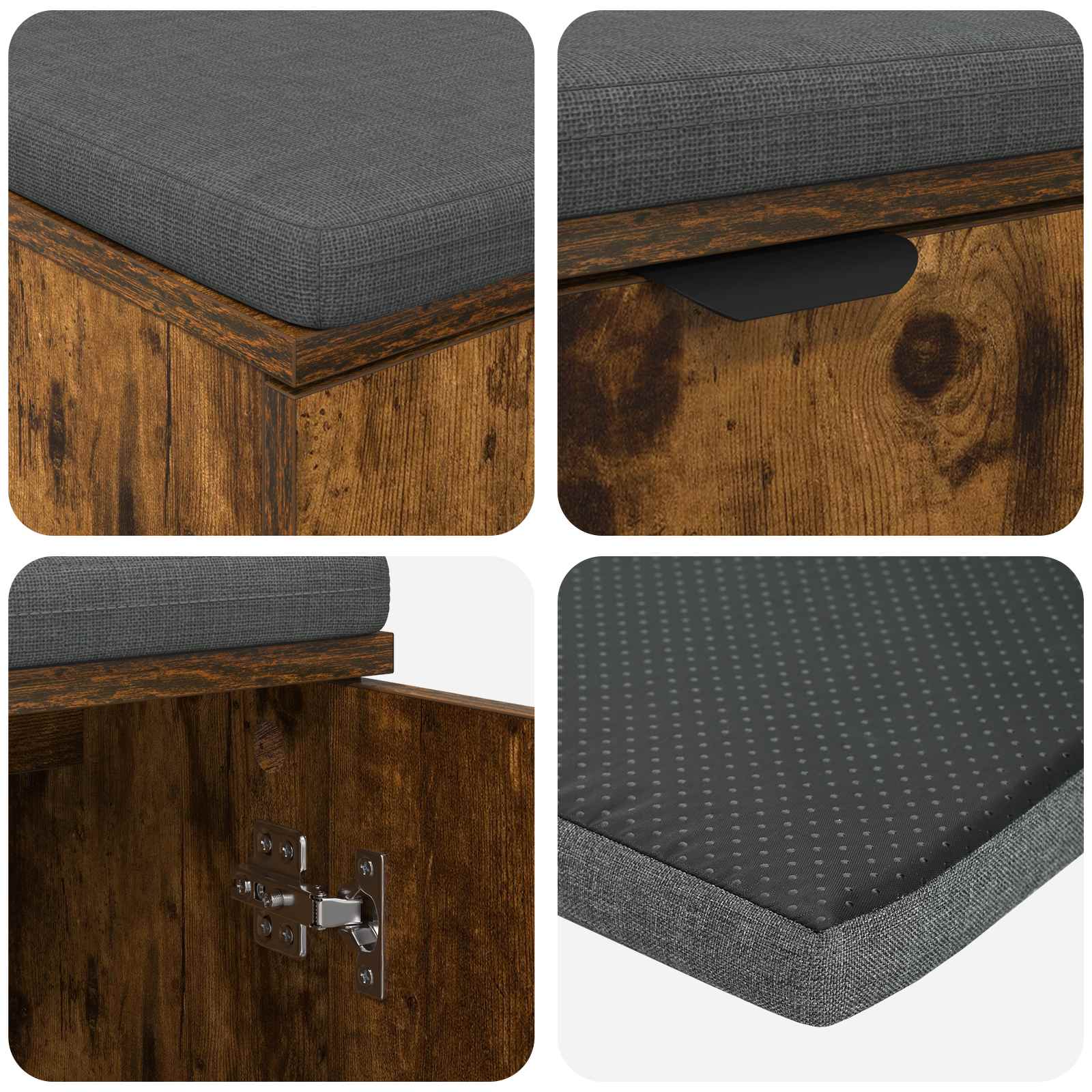 Banc d'entrée avec coussin Chêne Fumé 80 x 38 x 46 cm - XIOS