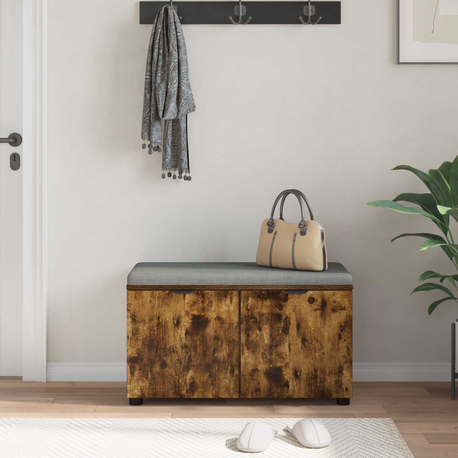 Banc d'entrée avec coussin Chêne Fumé 80 x 38 x 46 cm - XIOS