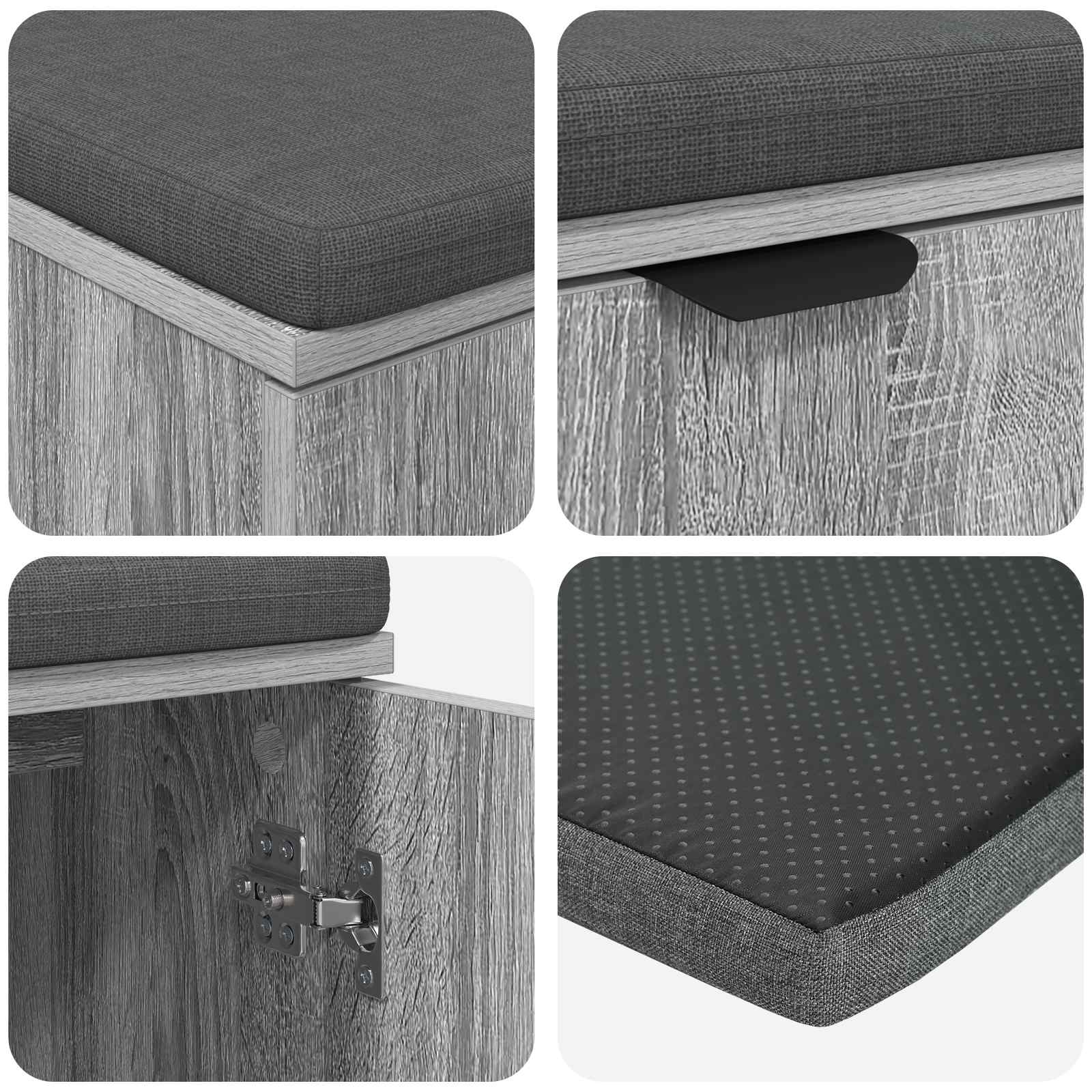 Banc d'entrée avec coussin Gris Sonoma 80 x 38 x 46 cm - XIOS