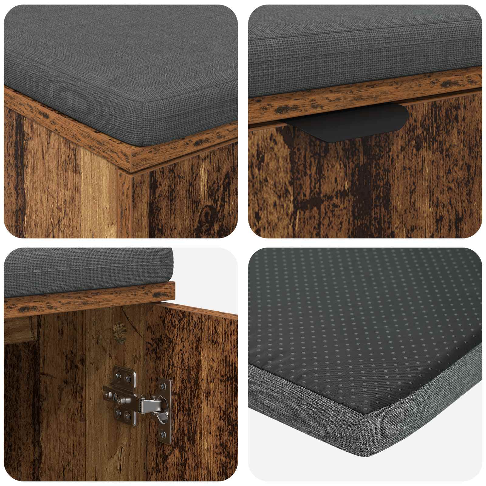 Banc d'entrée avec coussin Bois ancien 80 x 38 x 46 cm - XIOS