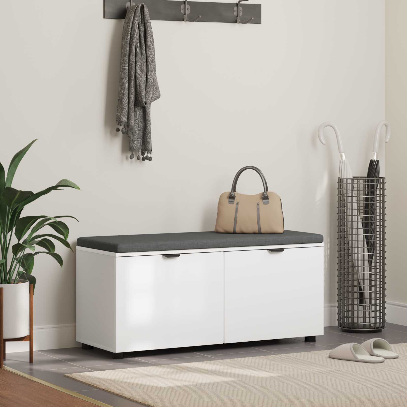 Banc d'entrée Blanc 100 x 38 x 46 cm Bois Ingénierie et Tissu - XIOS