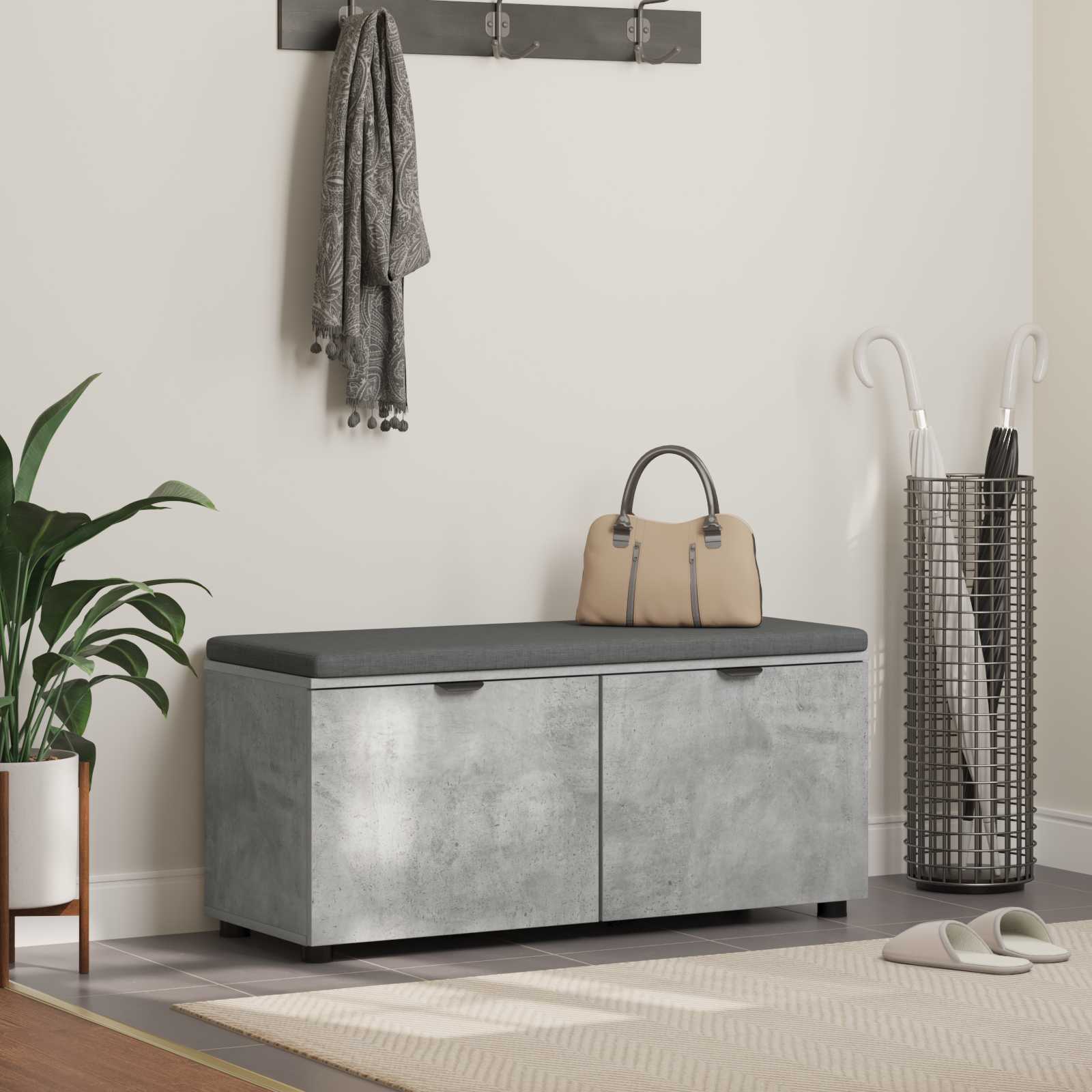 Banc d'entrée avec coussin Gris Béton 100 x 38 x 46 cm - XIOS