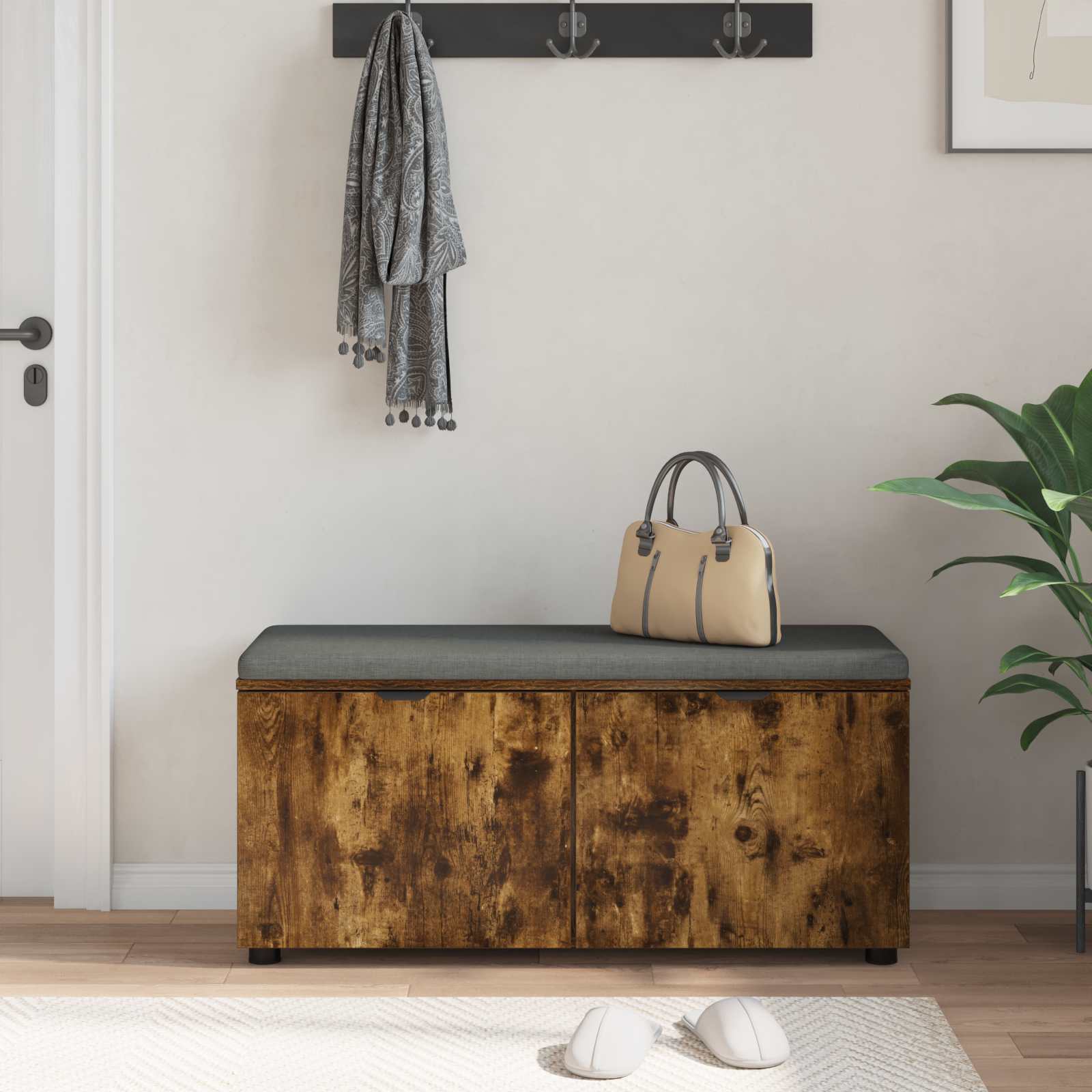 Banc d'entrée avec coussin Chêne Fumé 100 x 38 x 46 cm - XIOS