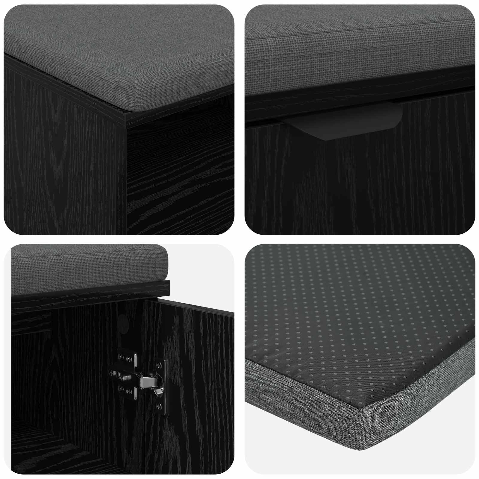 Banc d'entrée avec coussin Chêne Noir 60 x 38 x 46 cm - XIOS