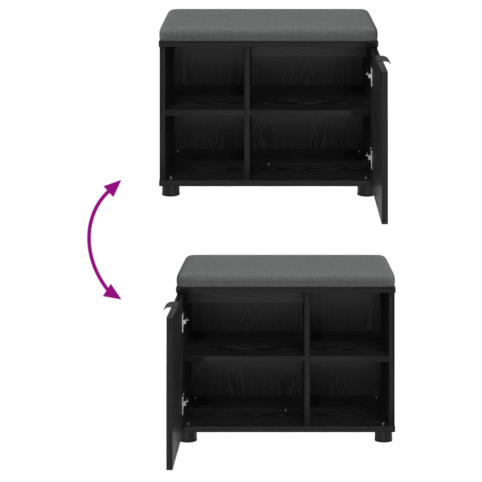 Banc d'entrée avec coussin Chêne Noir 60 x 38 x 46 cm - XIOS