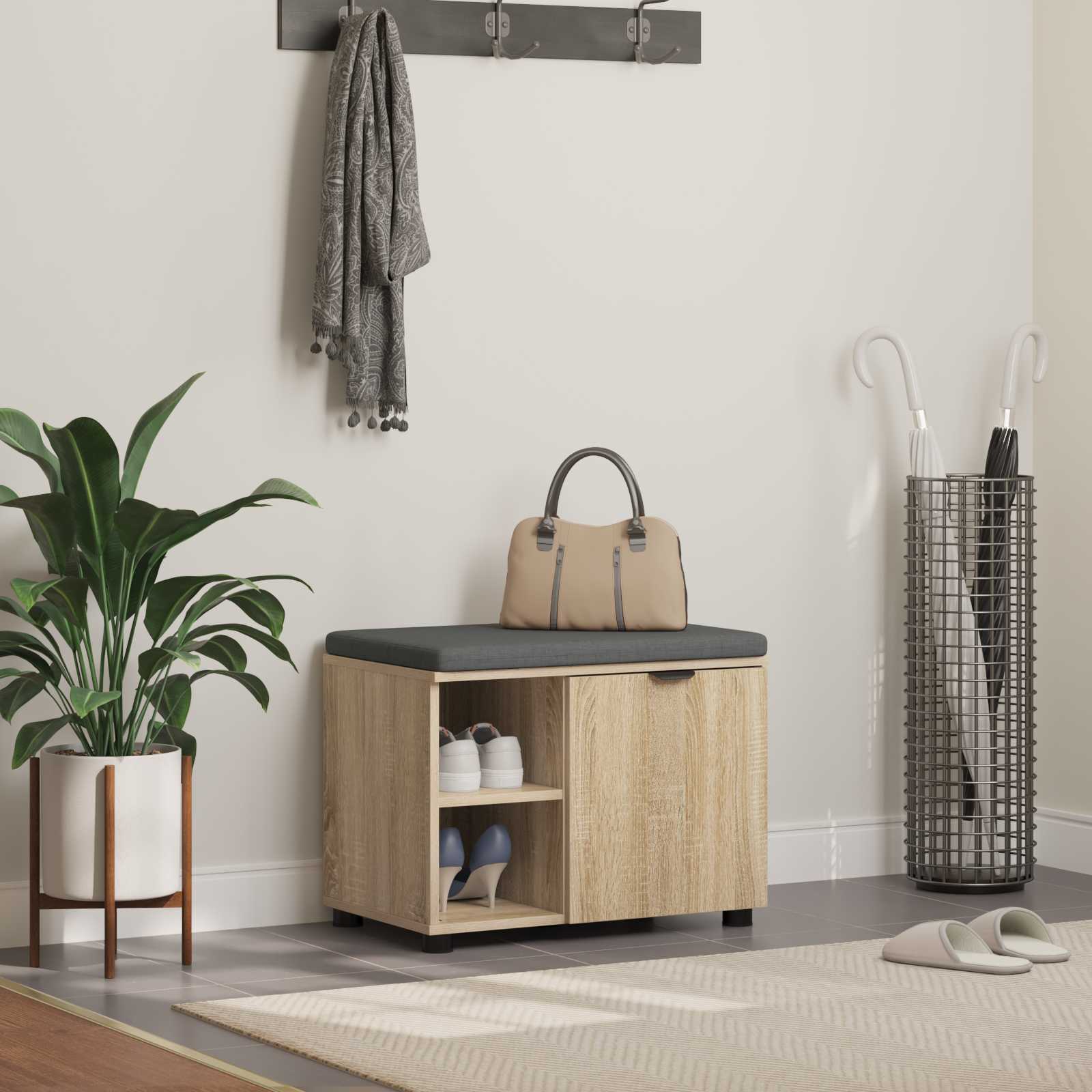 Banc d'entrée avec coussin Chêne Sonoma 60 x 38 x 46 cm - XIOS