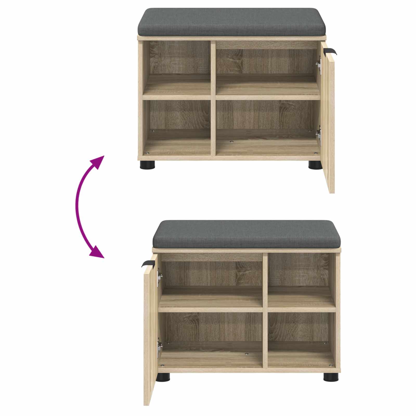 Banc d'entrée avec coussin Chêne Sonoma 60 x 38 x 46 cm - XIOS