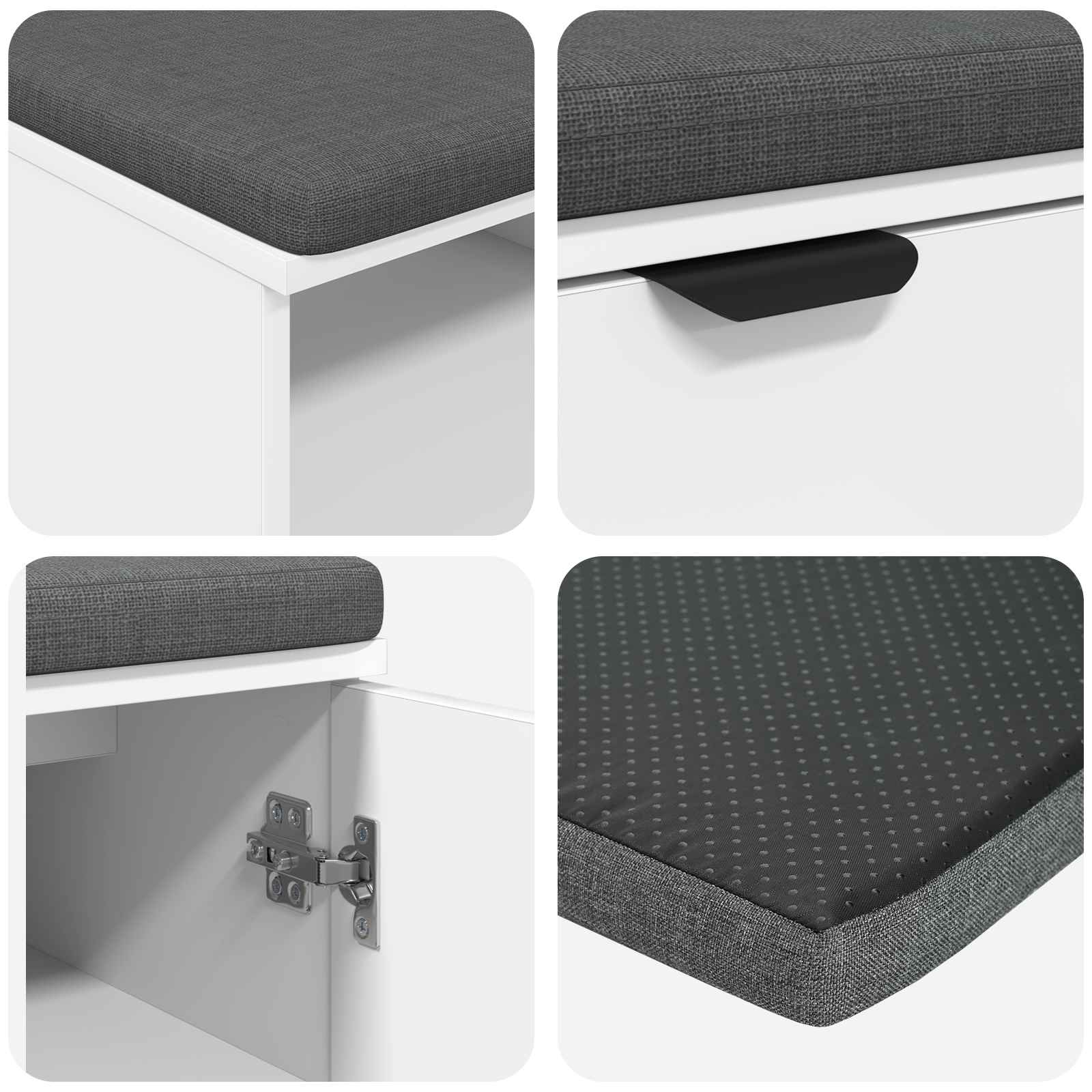 Banc d'entrée Blanc 80 x 38 x 46 cm Bois Ingénierie et Tissu - XIOS