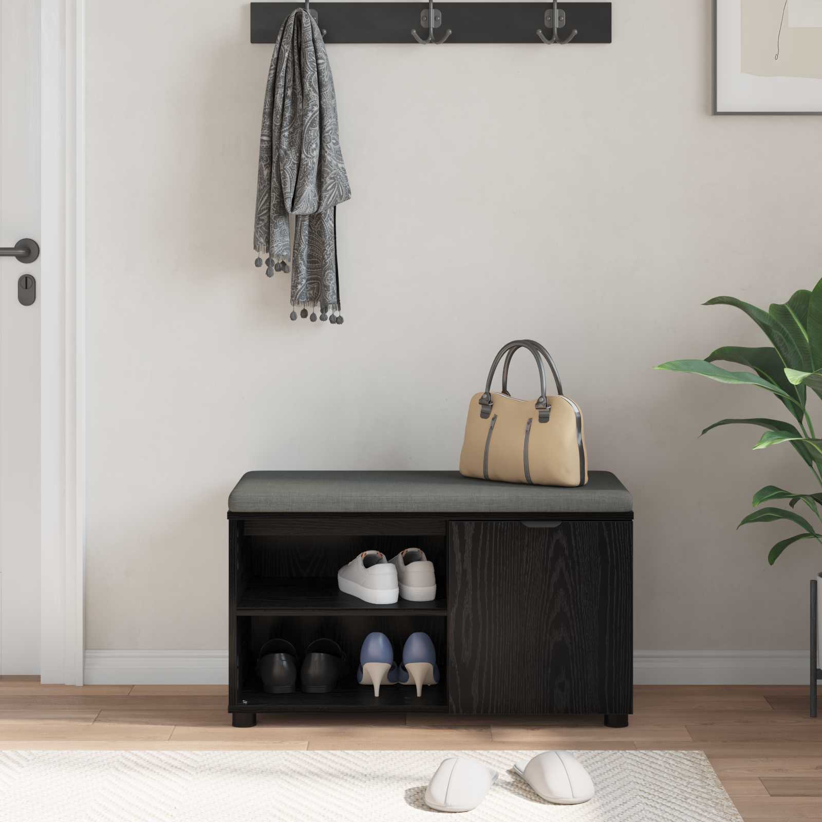 Banc d'entrée avec coussin Chêne Noir 80 x 38 x 46 cm - XIOS
