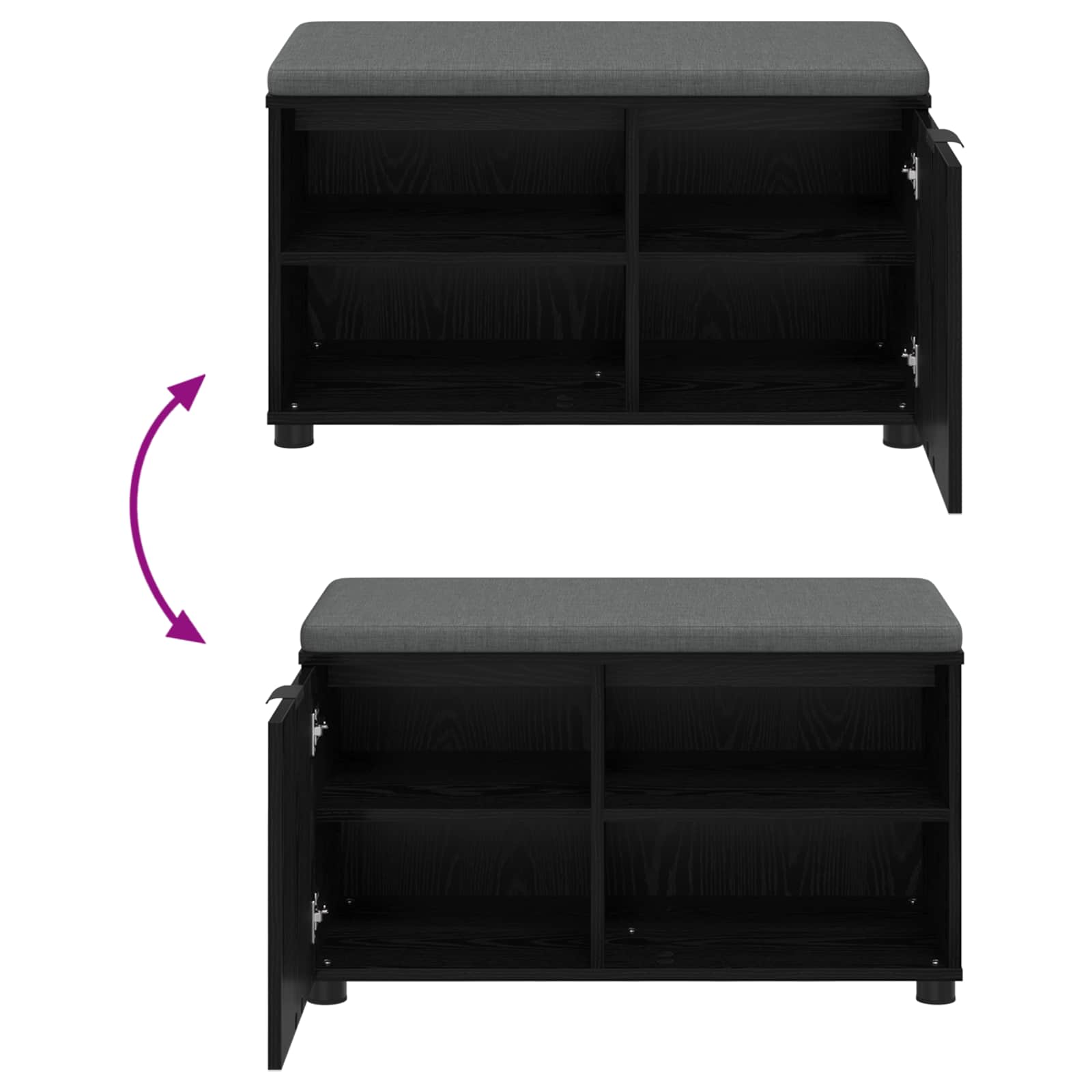 Banc d'entrée avec coussin Chêne Noir 80 x 38 x 46 cm - XIOS
