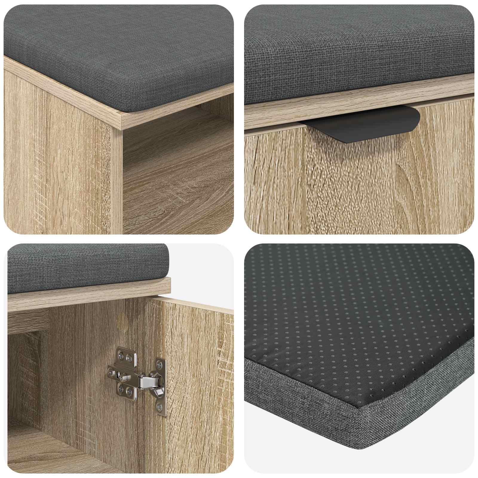Banc d'entrée avec coussin Chêne Sonoma 80 x 38 x 46 cm - XIOS