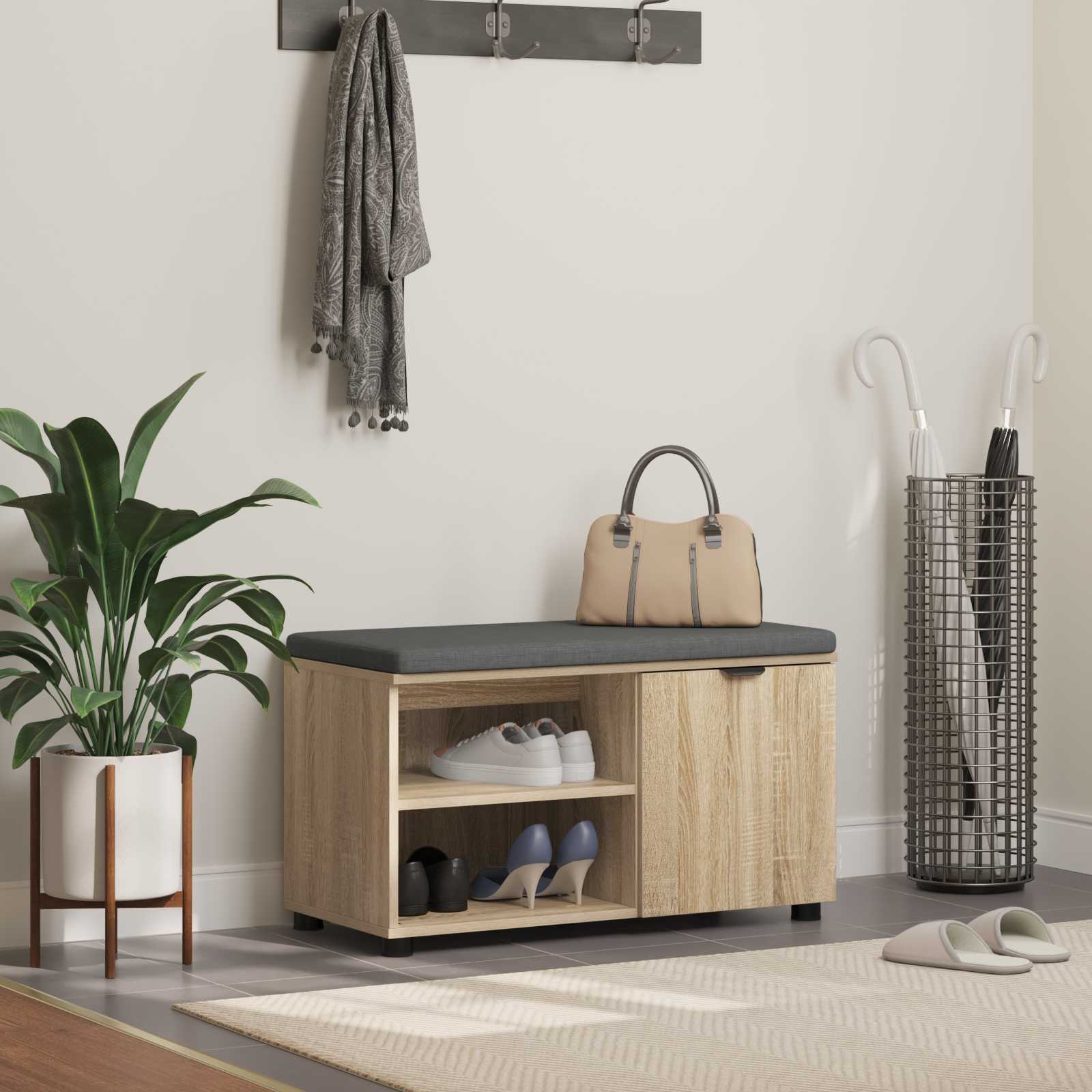 Banc d'entrée avec coussin Chêne Sonoma 80 x 38 x 46 cm - XIOS