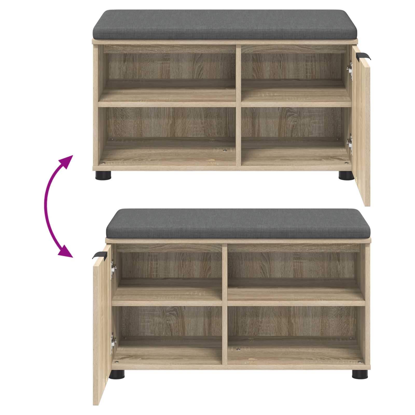 Banc d'entrée avec coussin Chêne Sonoma 80 x 38 x 46 cm - XIOS