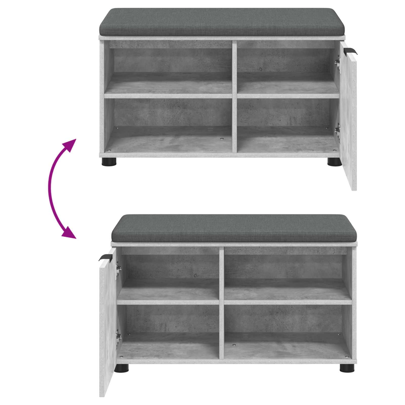 Banc d'entrée avec coussin Gris Béton 80 x 38 x 46 cm - XIOS