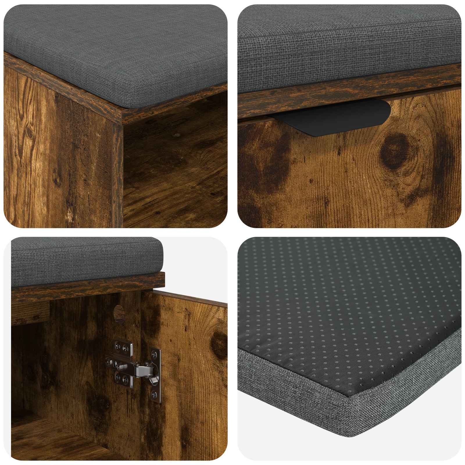 Banc d'entrée avec coussin Chêne Fumé 80 x 38 x 46 cm - XIOS
