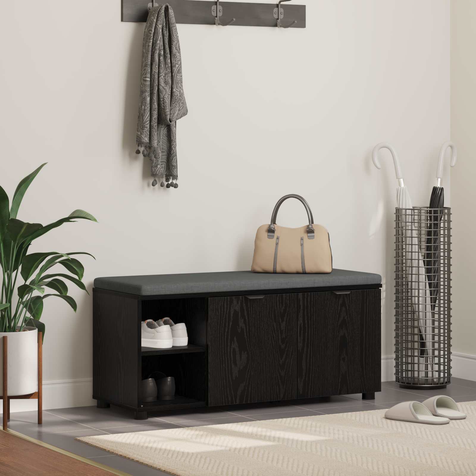 Banc d'entrée avec coussin Chêne Noir 100 x 38 x 46 cm - XIOS