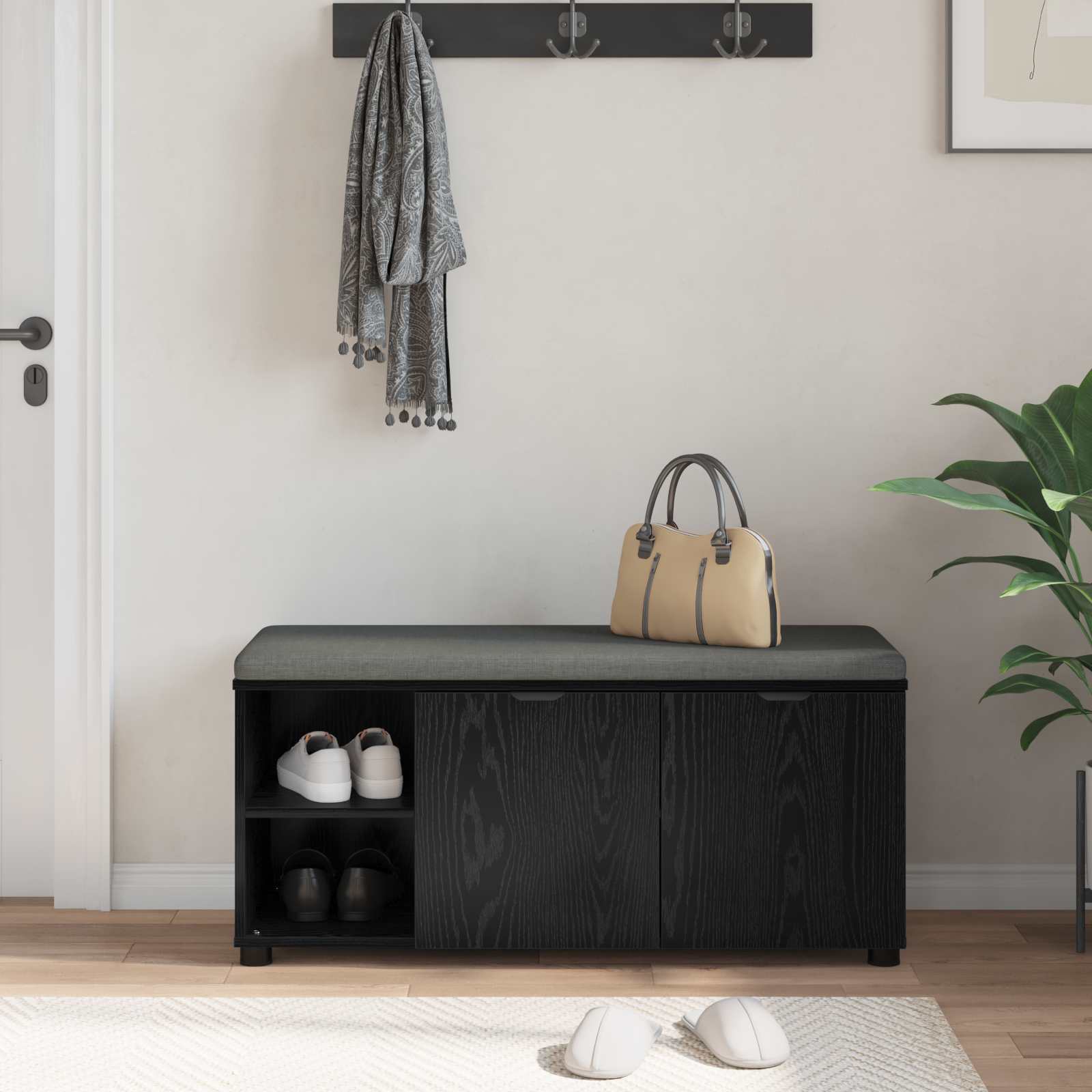 Banc d'entrée avec coussin Chêne Noir 100 x 38 x 46 cm - XIOS