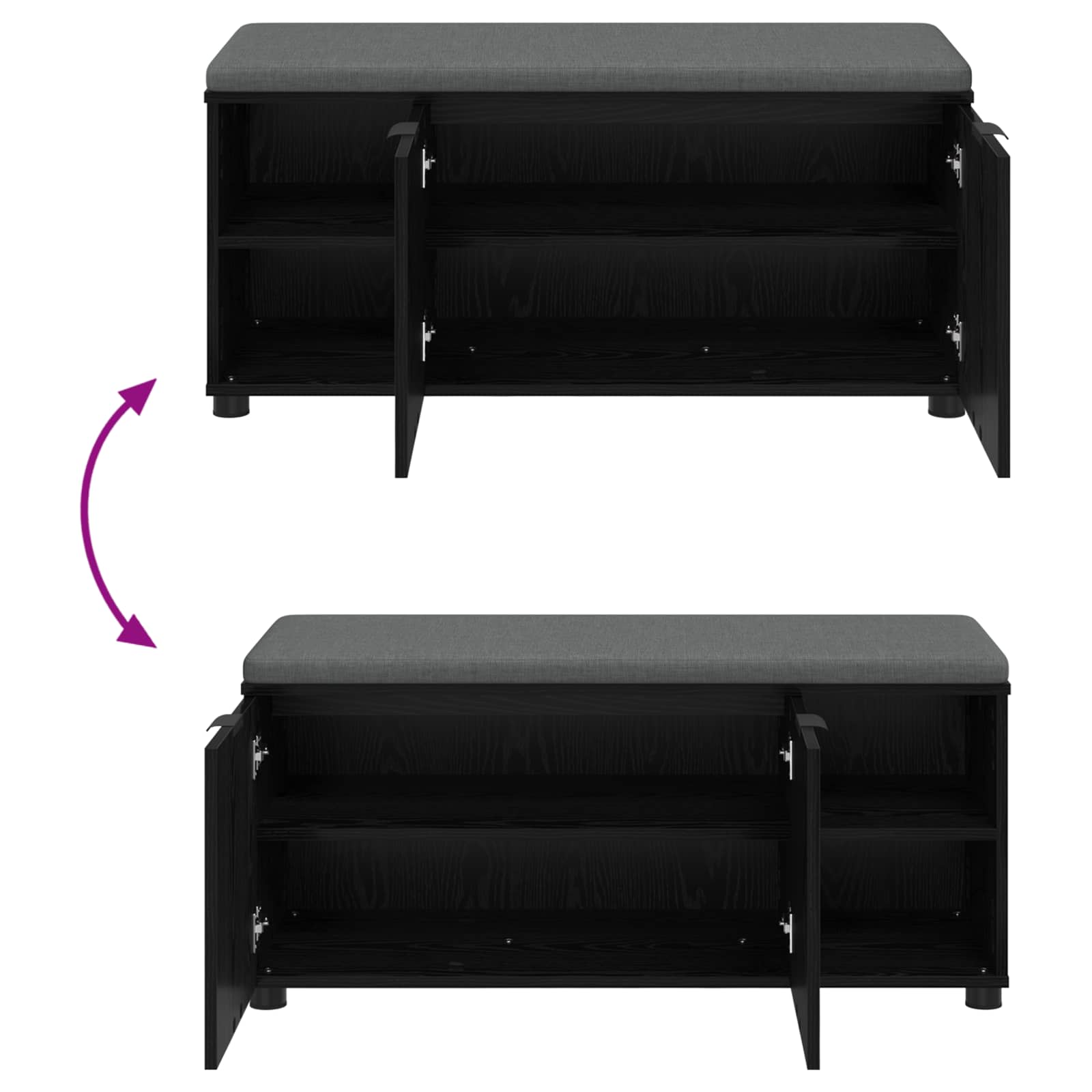 Banc d'entrée avec coussin Chêne Noir 100 x 38 x 46 cm - XIOS