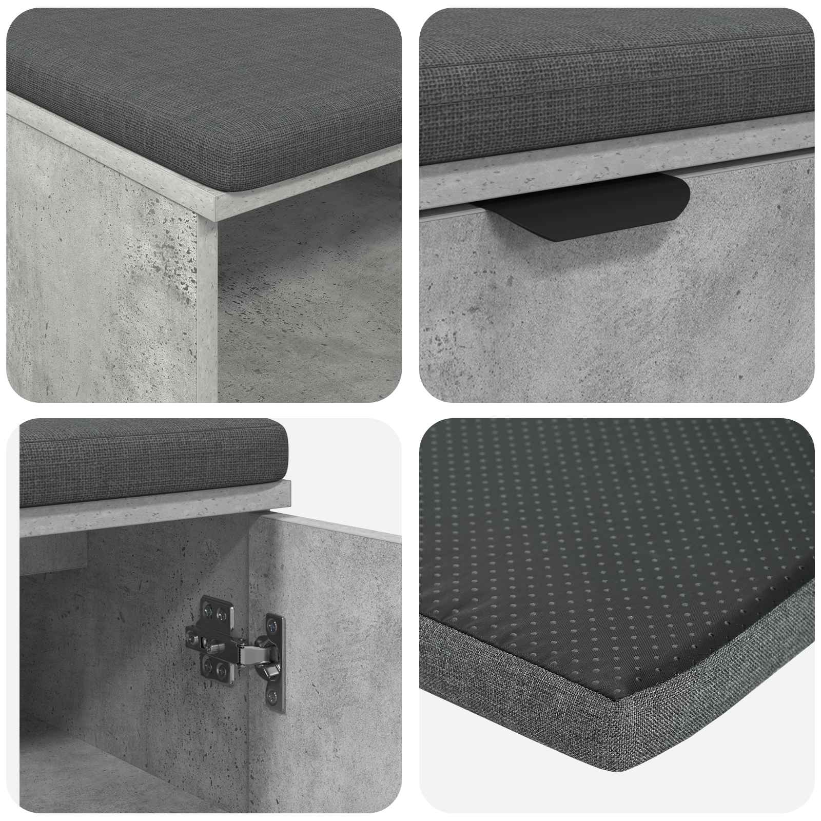 Banc d'entrée avec coussin Gris Béton 100 x 38 x 46 cm - XIOS