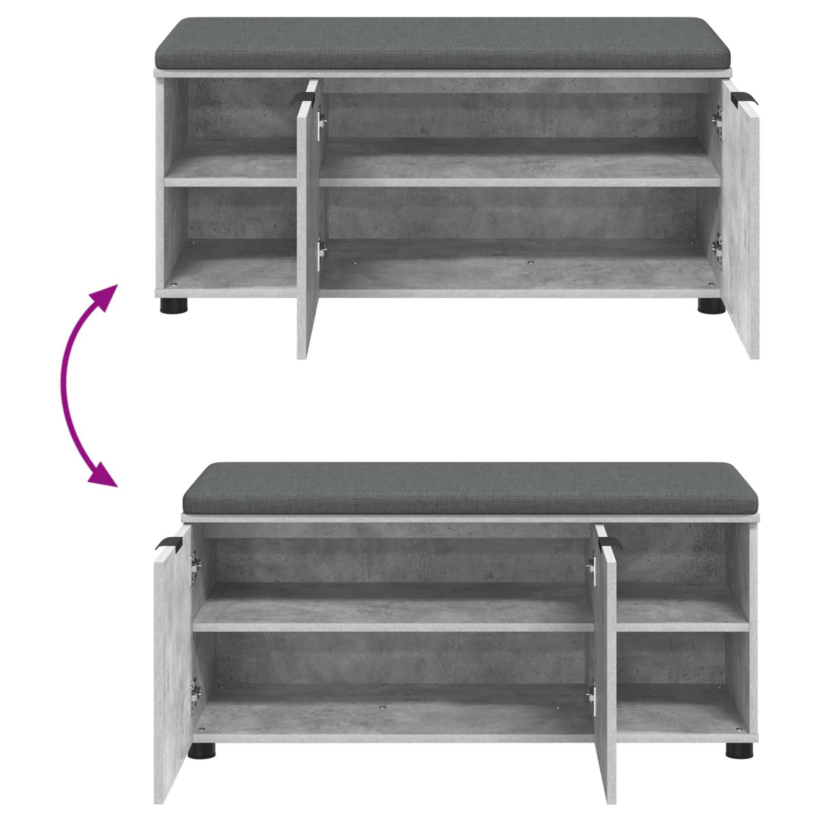 Banc d'entrée avec coussin Gris Béton 100 x 38 x 46 cm - XIOS