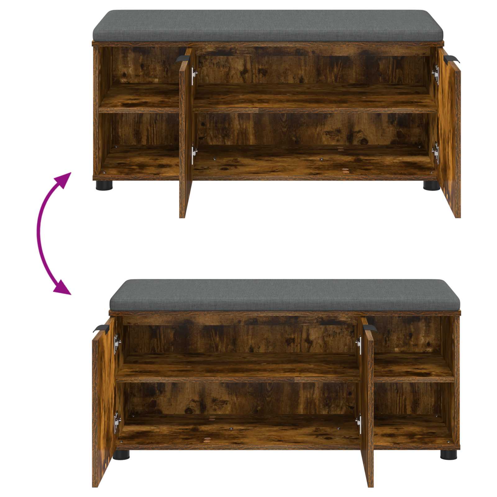 Banc d'entrée avec coussin Chêne Fumé 100 x 38 x 46 cm - XIOS
