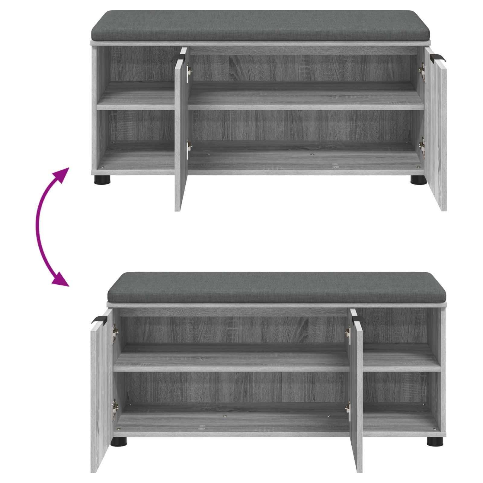 Banc d'entrée avec coussin Gris Sonoma 100 x 38 x 46 cm - XIOS