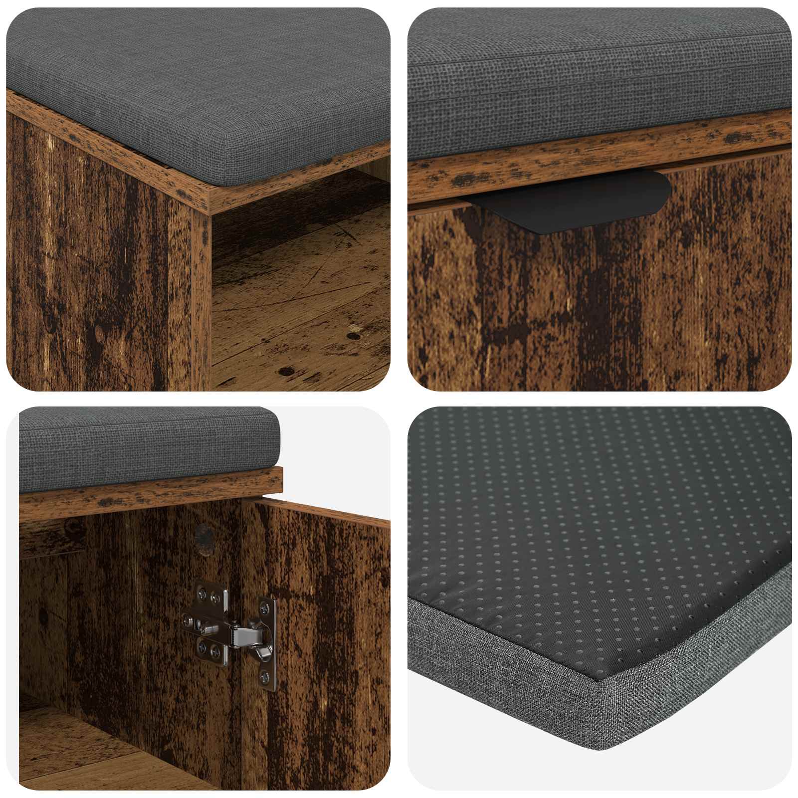 Banc d'entrée avec coussin Bois ancien 100 x 38 x 46 cm - XIOS