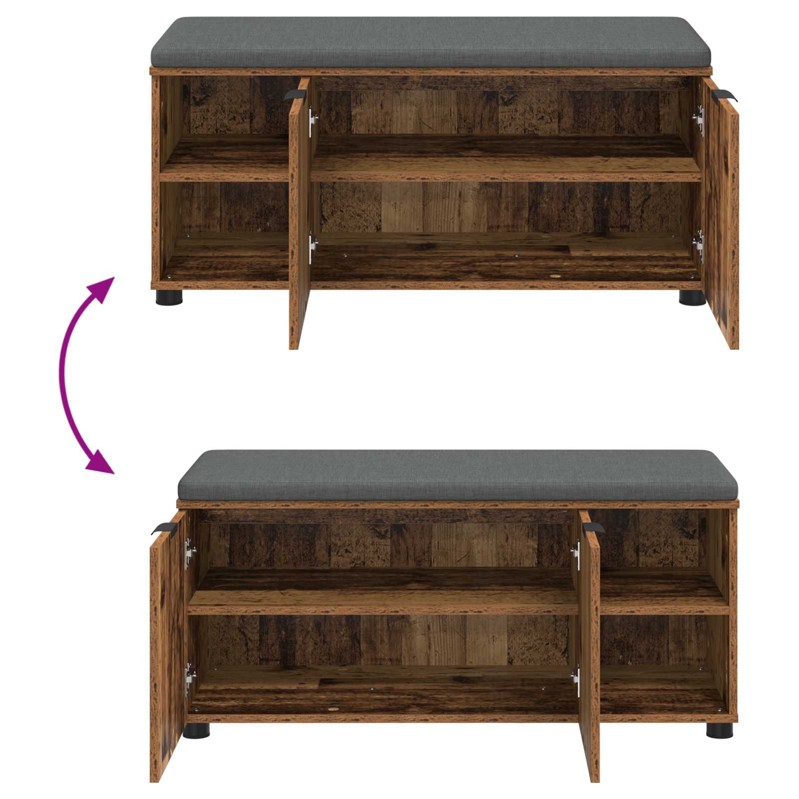 Banc d'entrée avec coussin Bois ancien 100 x 38 x 46 cm - XIOS