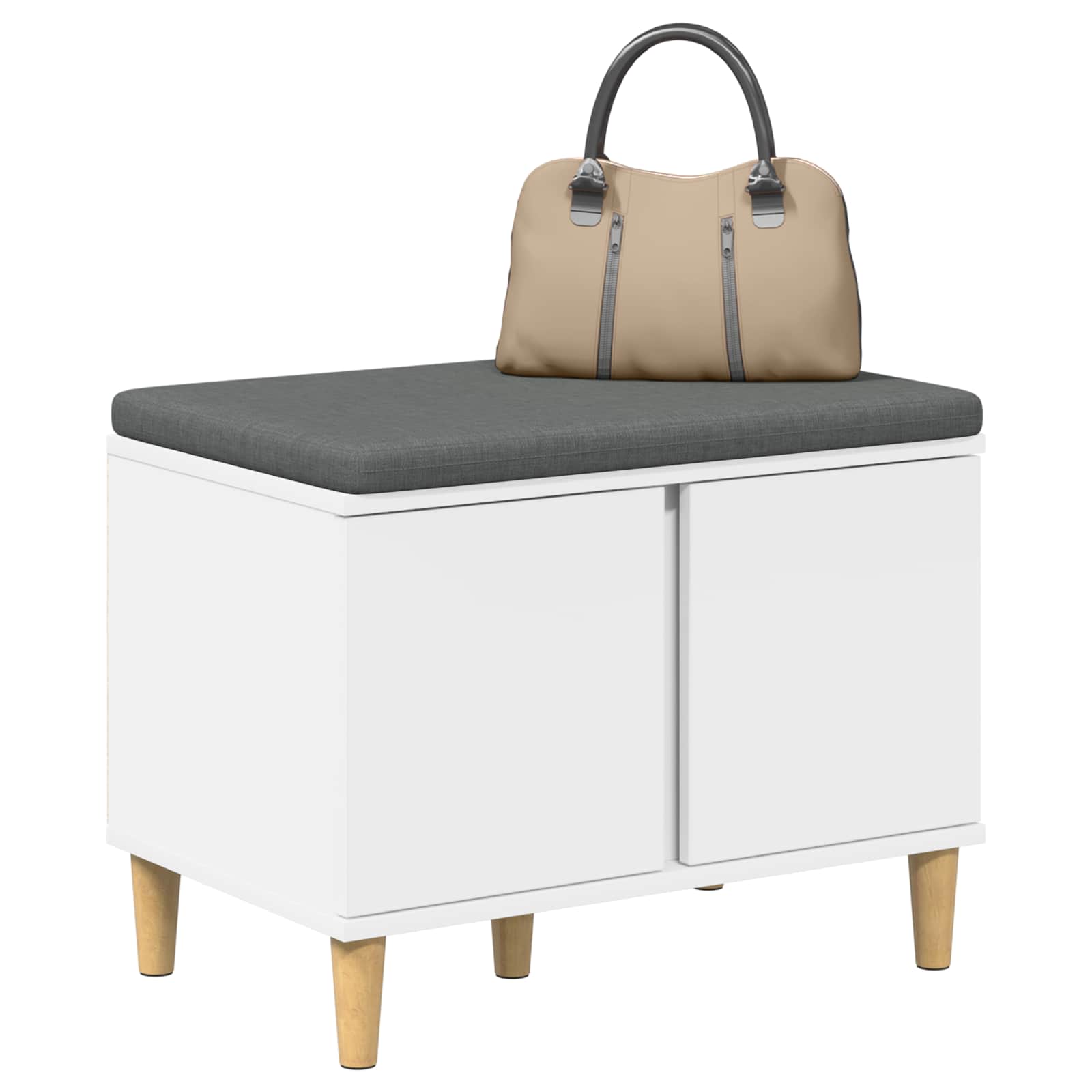Banc d'entrée Blanc 60 x 38 x 46 cm Bois Ingénierie et Tissu - XIOS