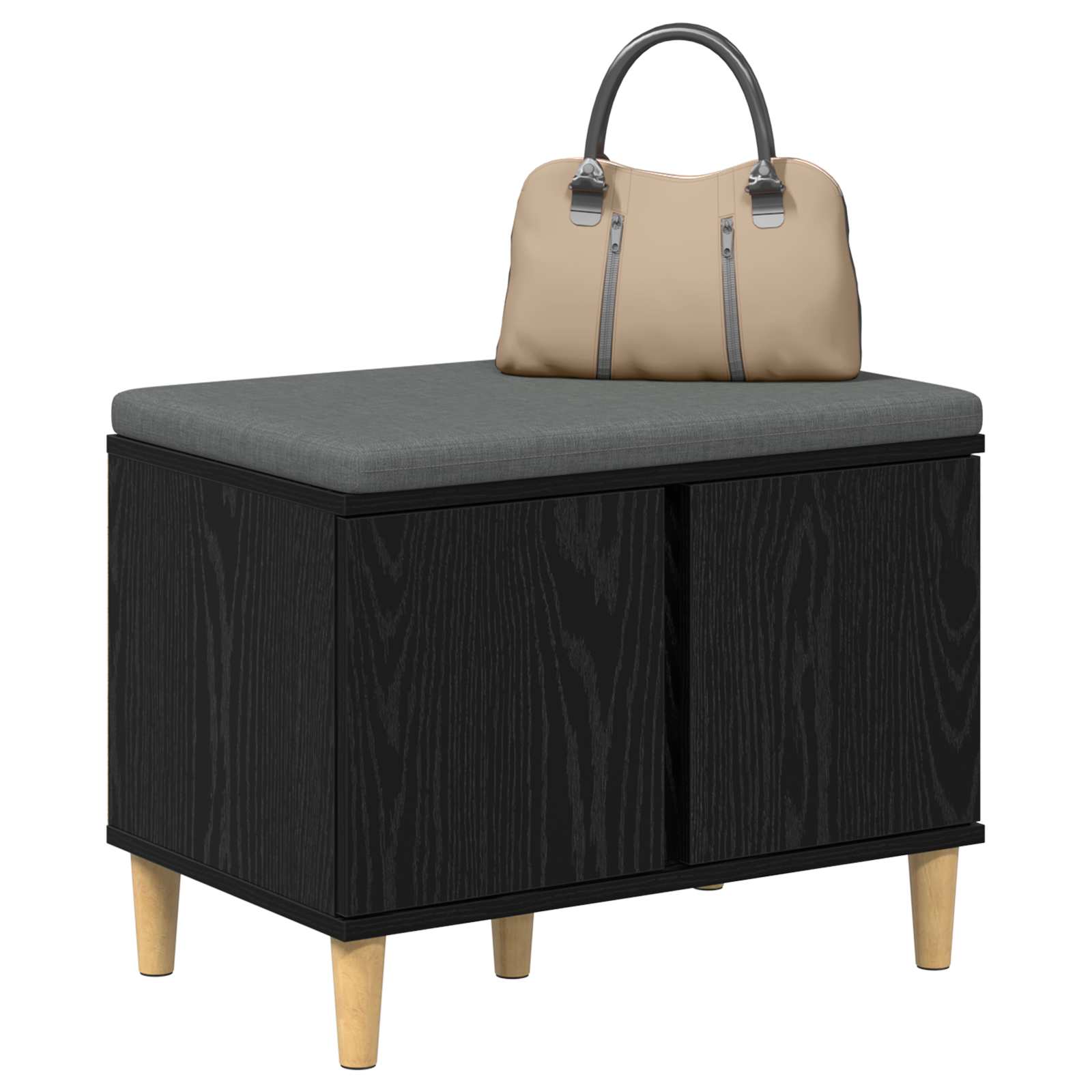 Banc d'entrée avec coussin Chêne Noir 60 x 38 x 46 cm - XIOS