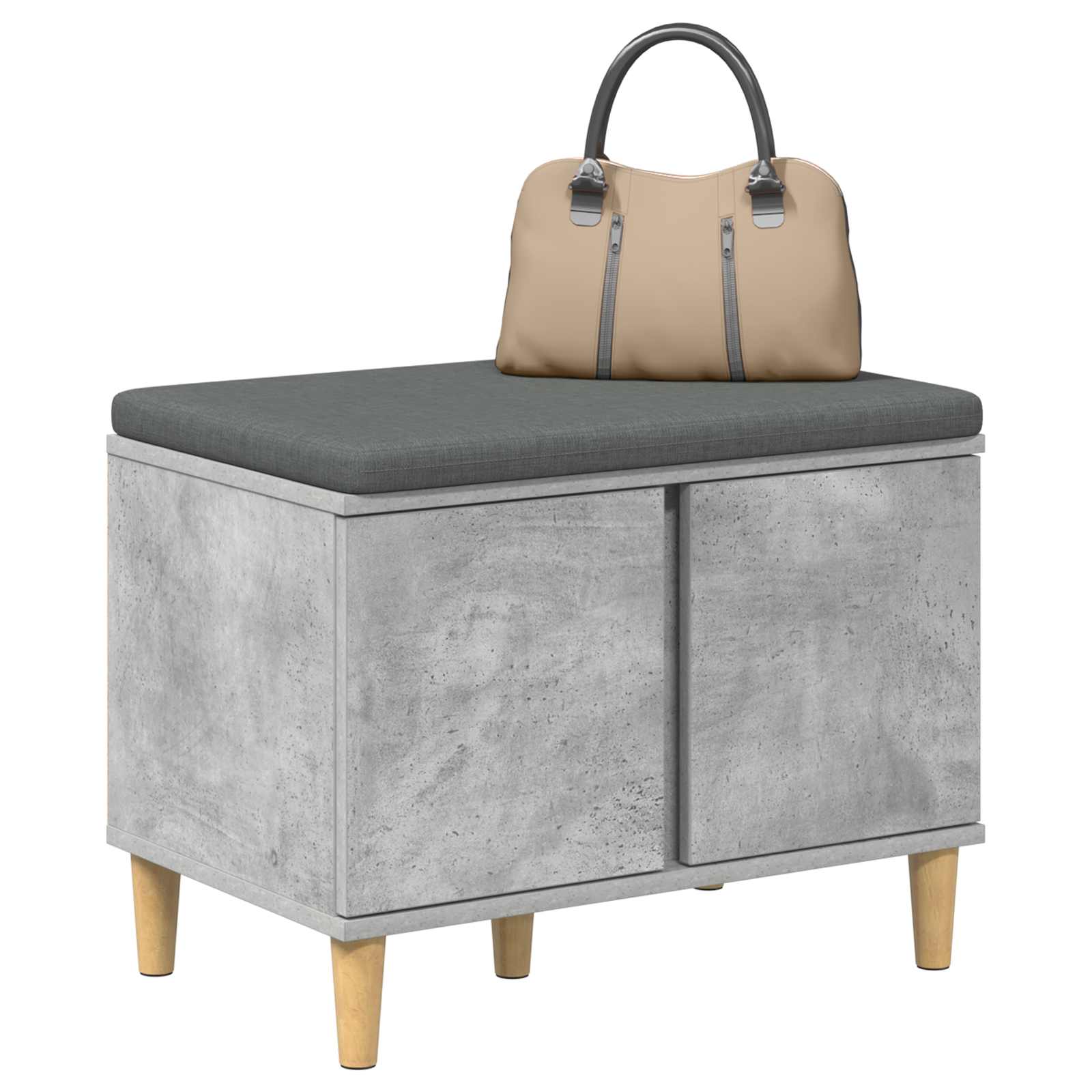 Banc d'entrée avec coussin Gris Béton 60 x 38 x 46 cm - XIOS