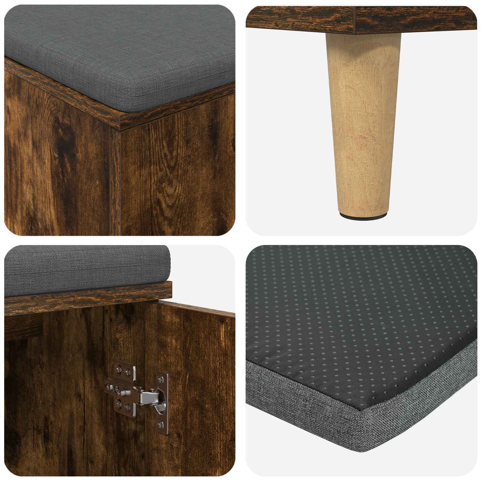 Banc d'entrée avec coussin Chêne Fumé 60 x 38 x 46 cm - XIOS