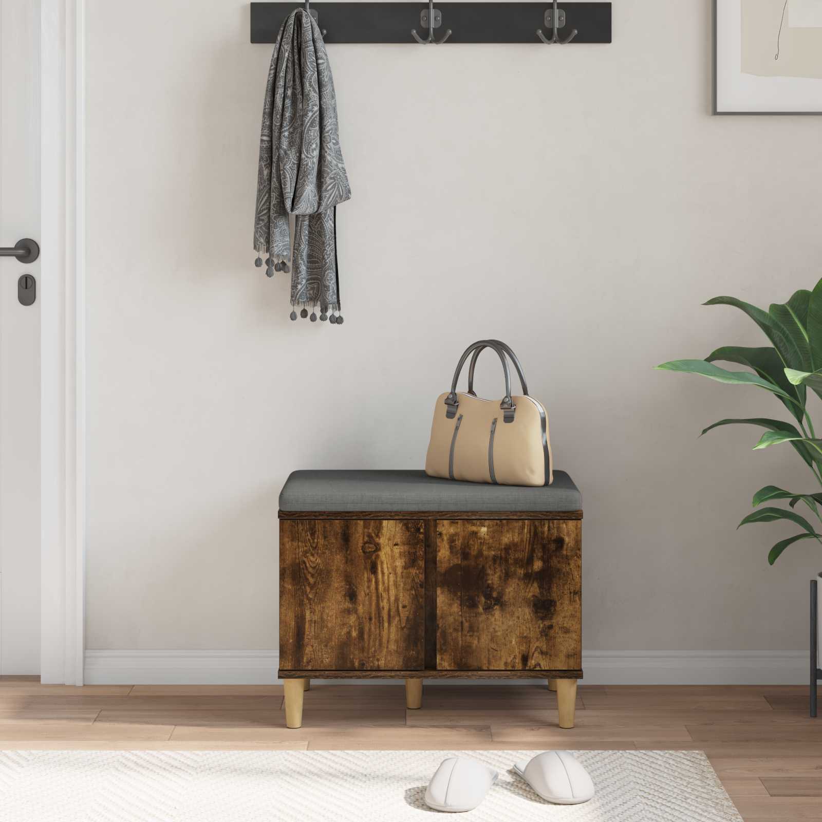 Banc d'entrée avec coussin Chêne Fumé 60 x 38 x 46 cm - XIOS